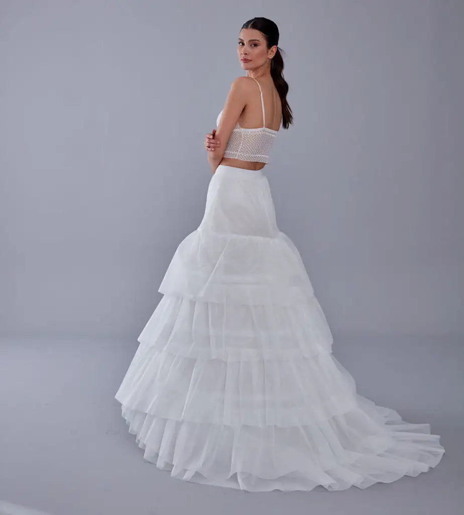 a line wedding dress crinoline Sculptural Silk A-Line Wedding Dress
