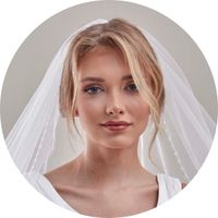 Brautschleier, Schleier mit Perlen, Einlagiger Hochzeitsschleier, Schleier mit Strass-D180