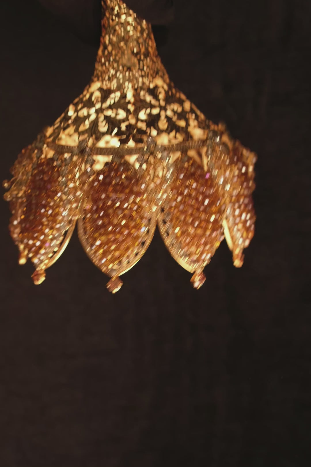 Gold Quinceañera & Wedding Bouquet Holder – Handcrafted with Gold Carved Flowers & Crystal Stones