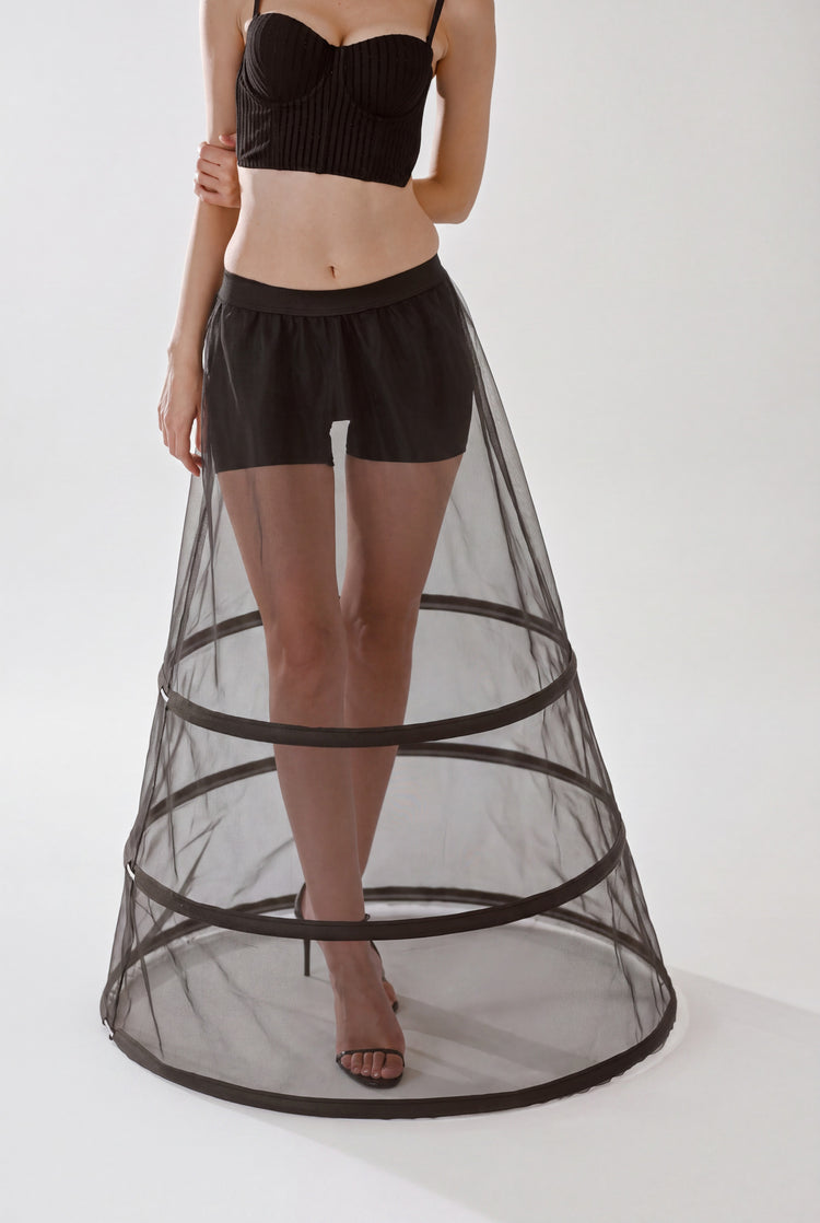 Black Bridal Hoop Skirt Petticoat, 3 Hoop Crinoline Underskirt