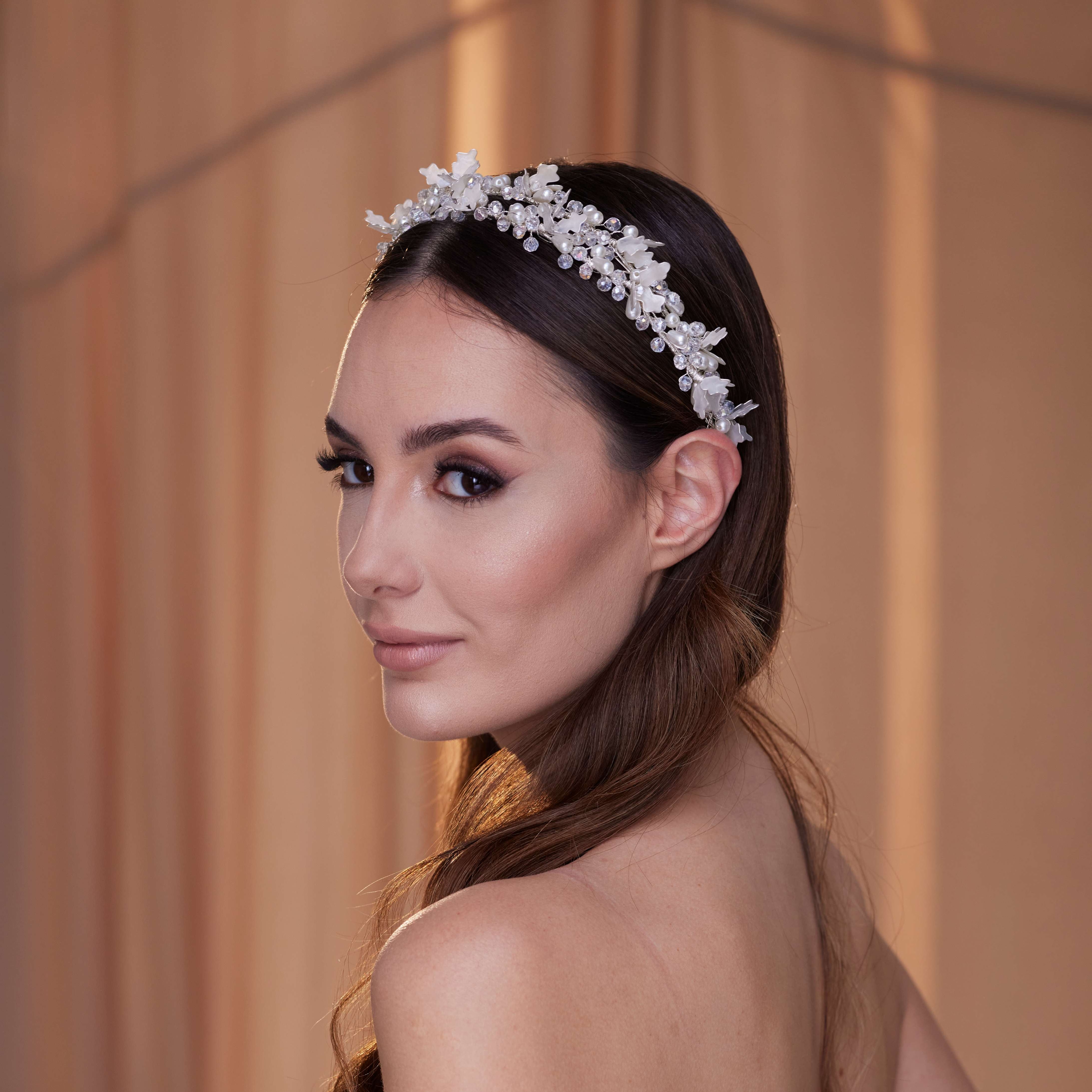 Crystal Pearl Resin Leaf Hair Band