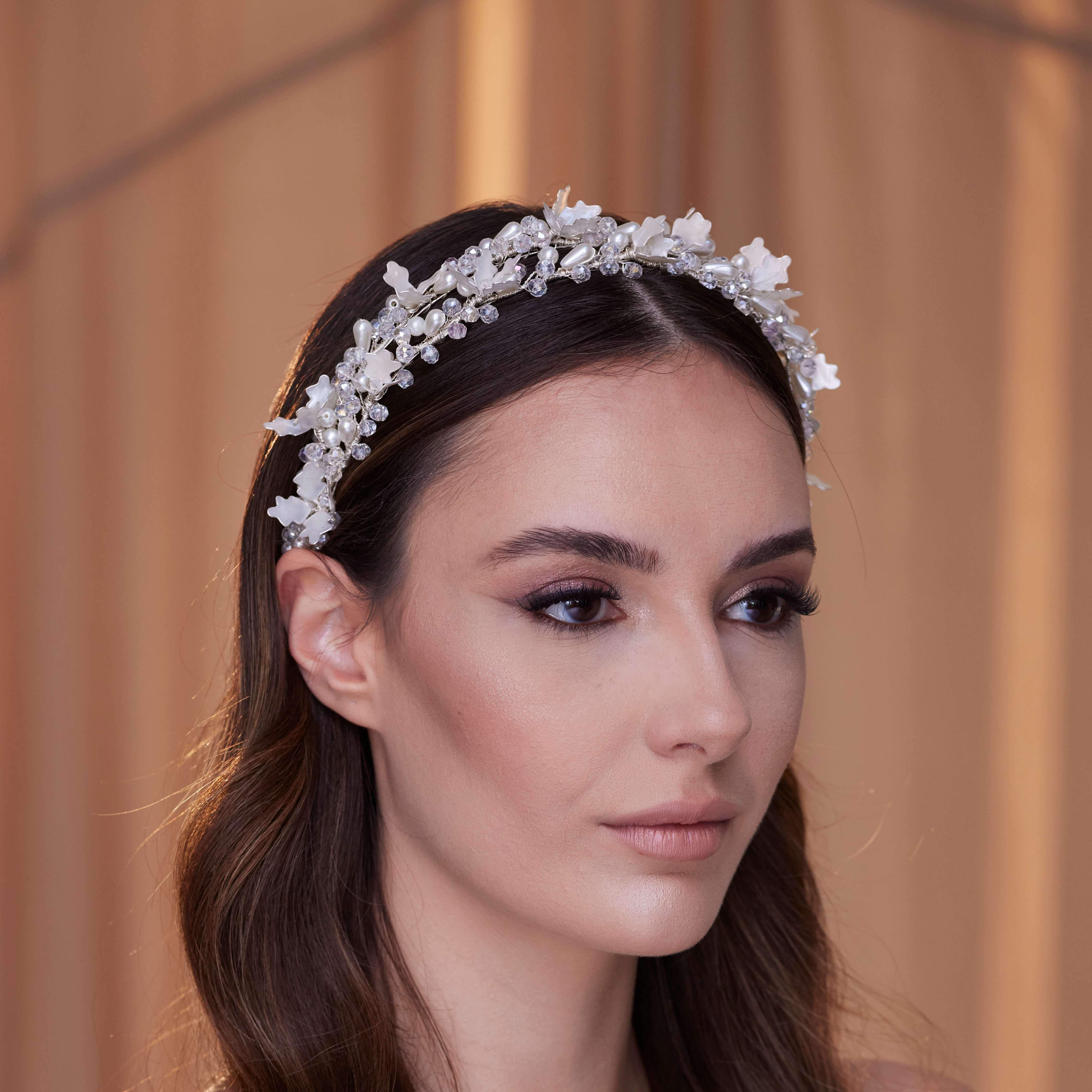 Crystal Pearl Resin Leaf Hair Band