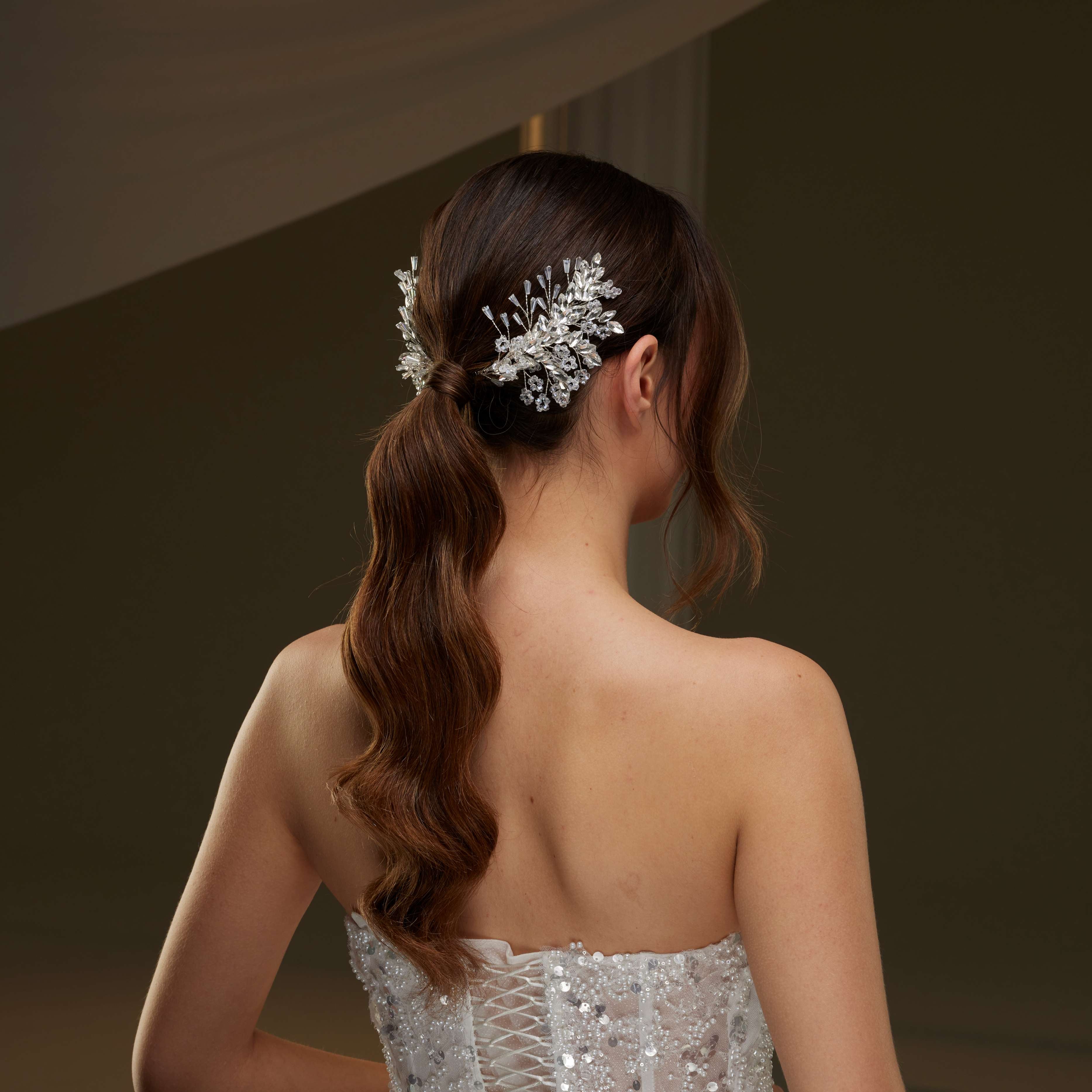 Crystal Bead Two-Piece Hair Vine