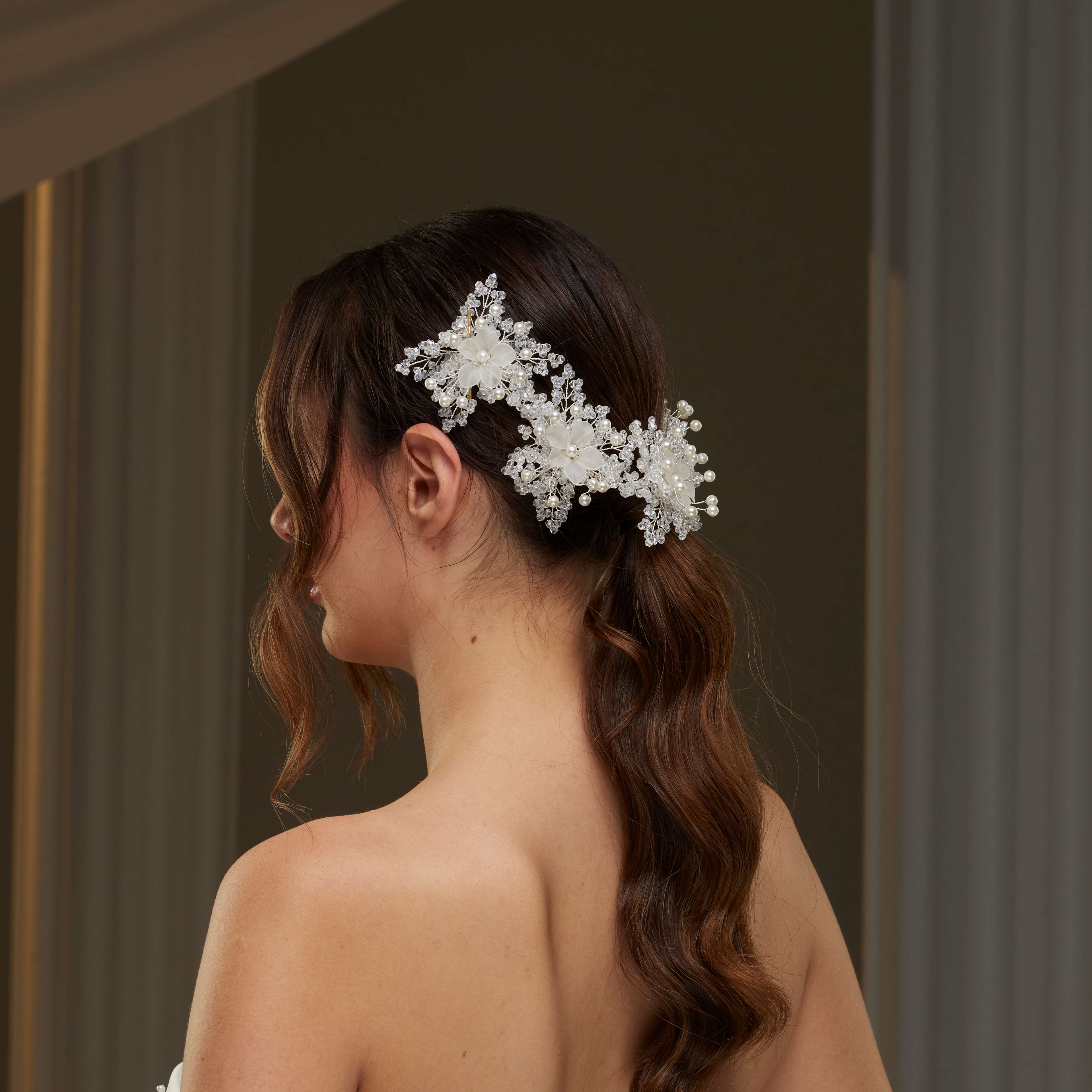 Bridal Hairvine with Crystal Beads and Pearls