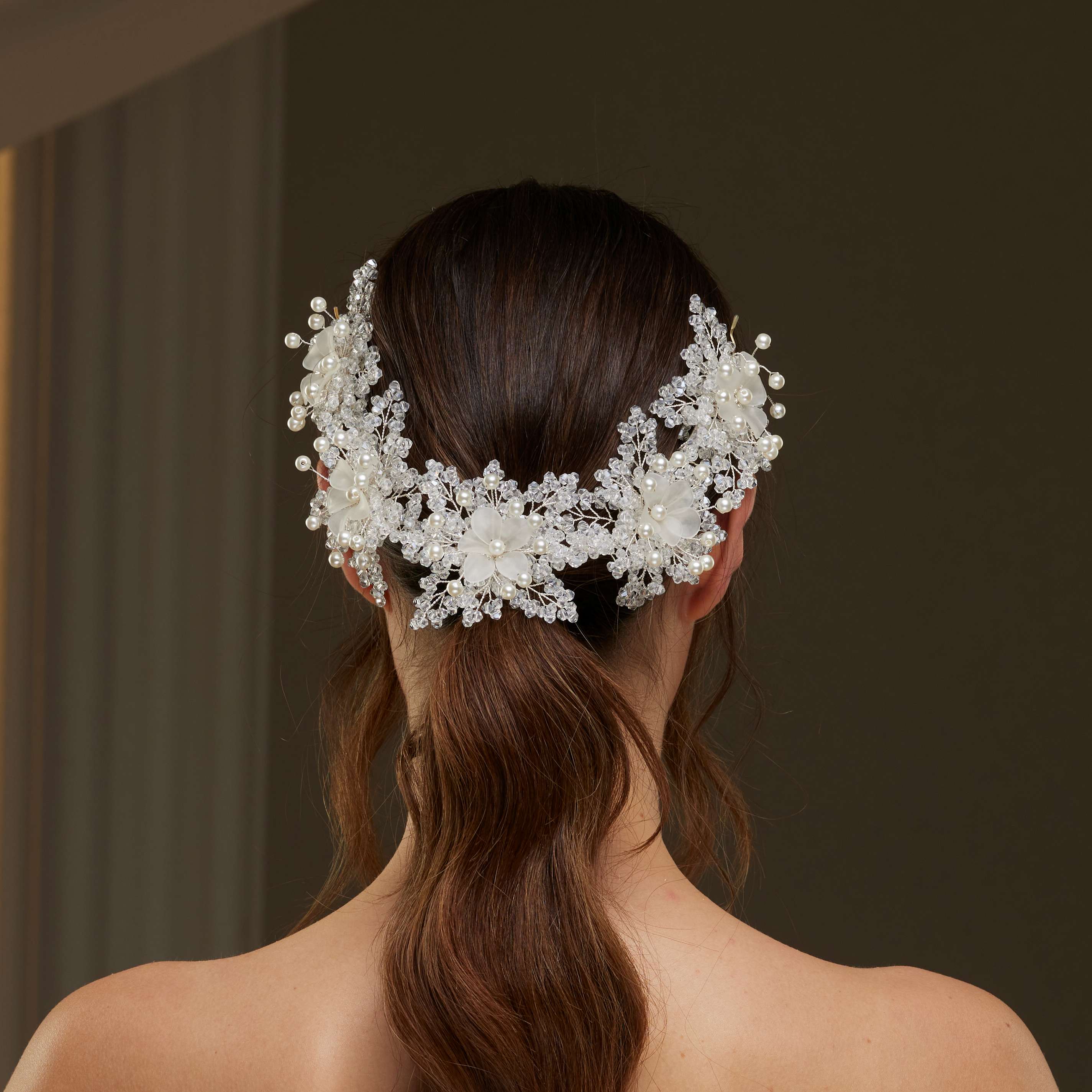 Bridal Hairvine with Crystal Beads and Pearls