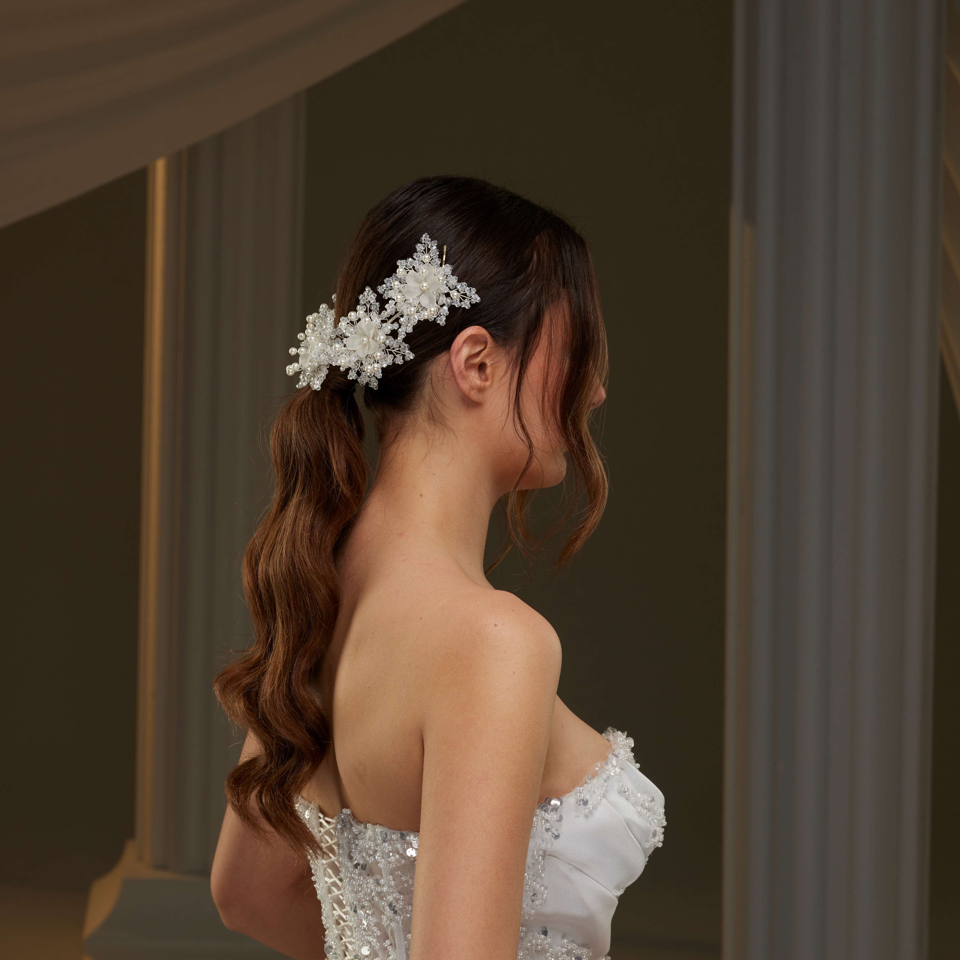 Bridal Hairvine with Crystal Beads and Pearls