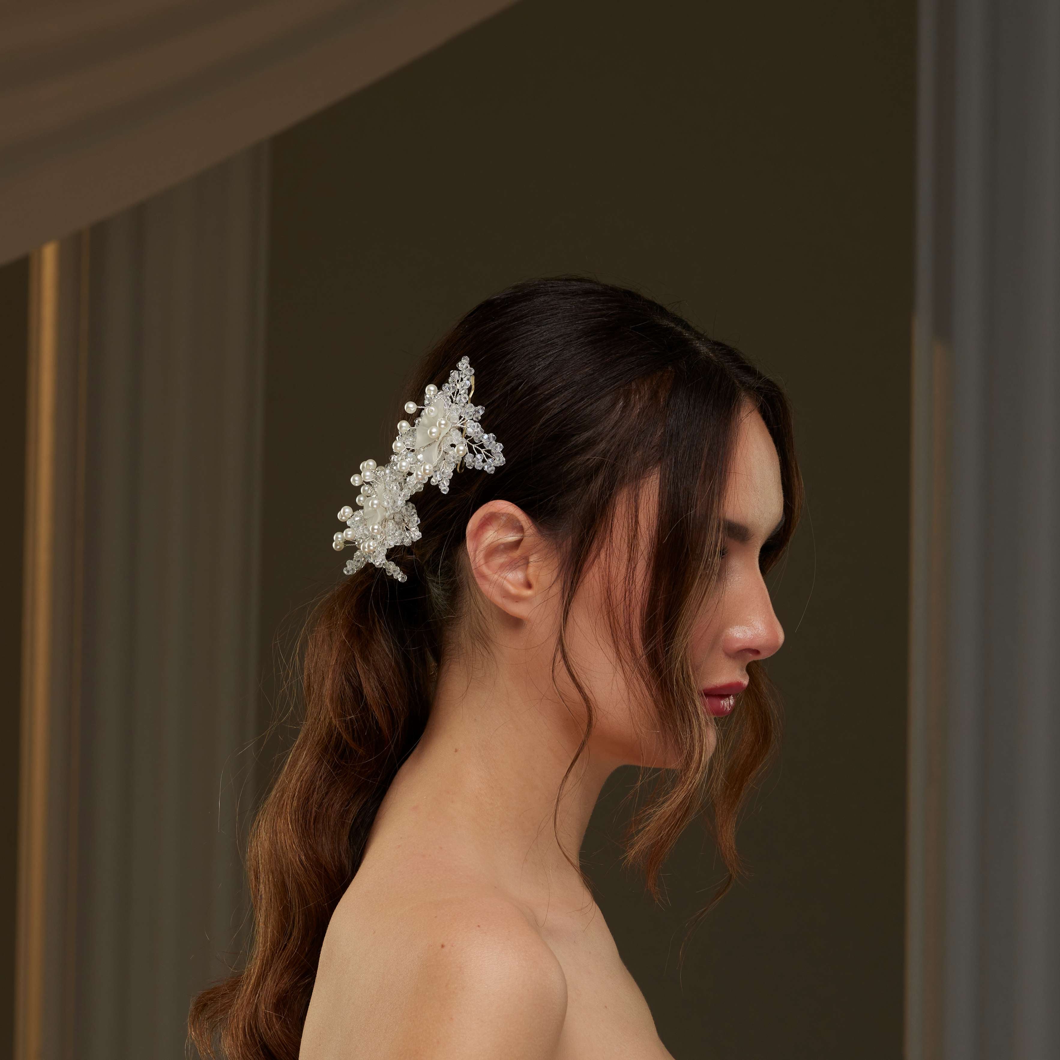 Bridal Hairvine with Crystal Beads and Pearls