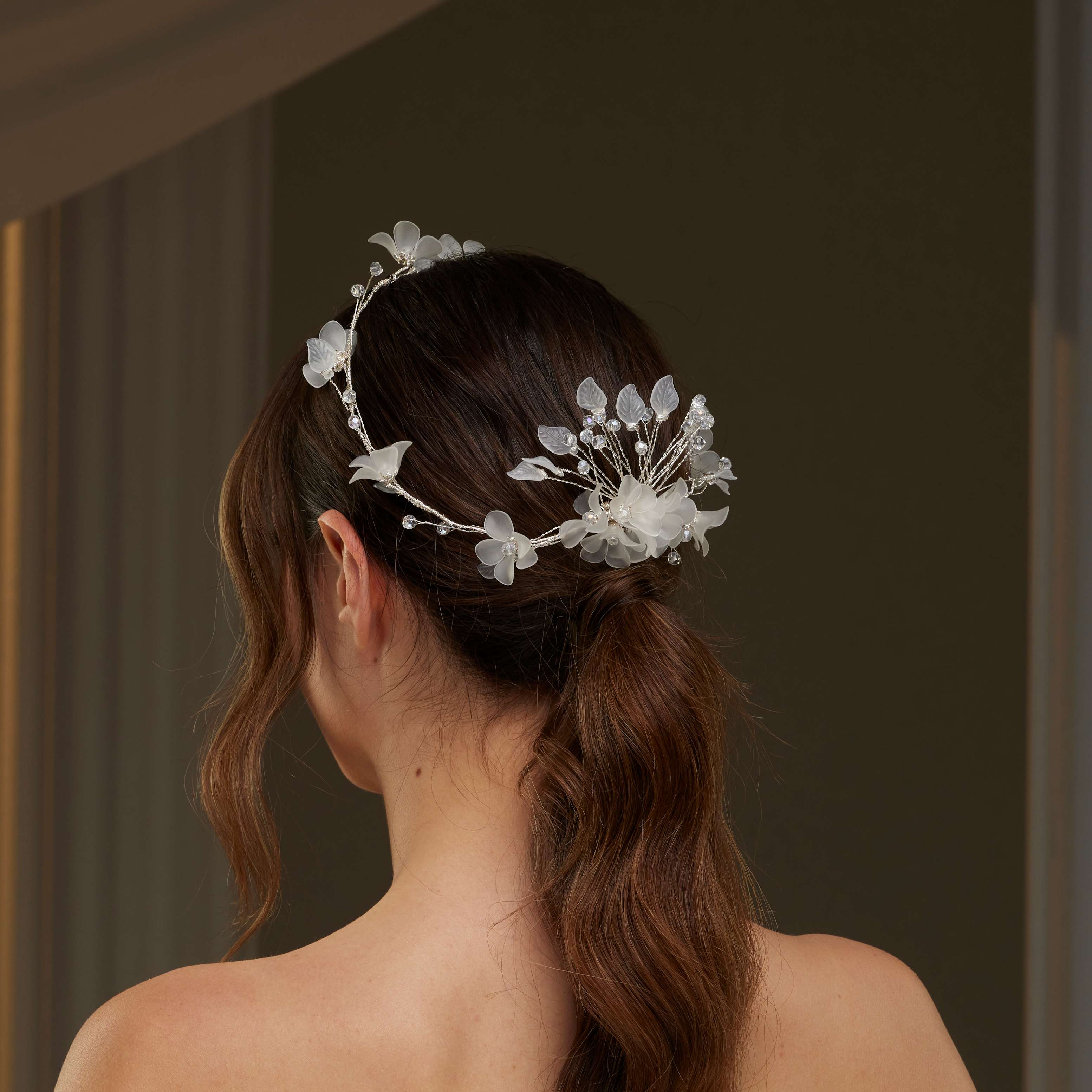 Elegant Crystal Beaded Floral  Hair Comb