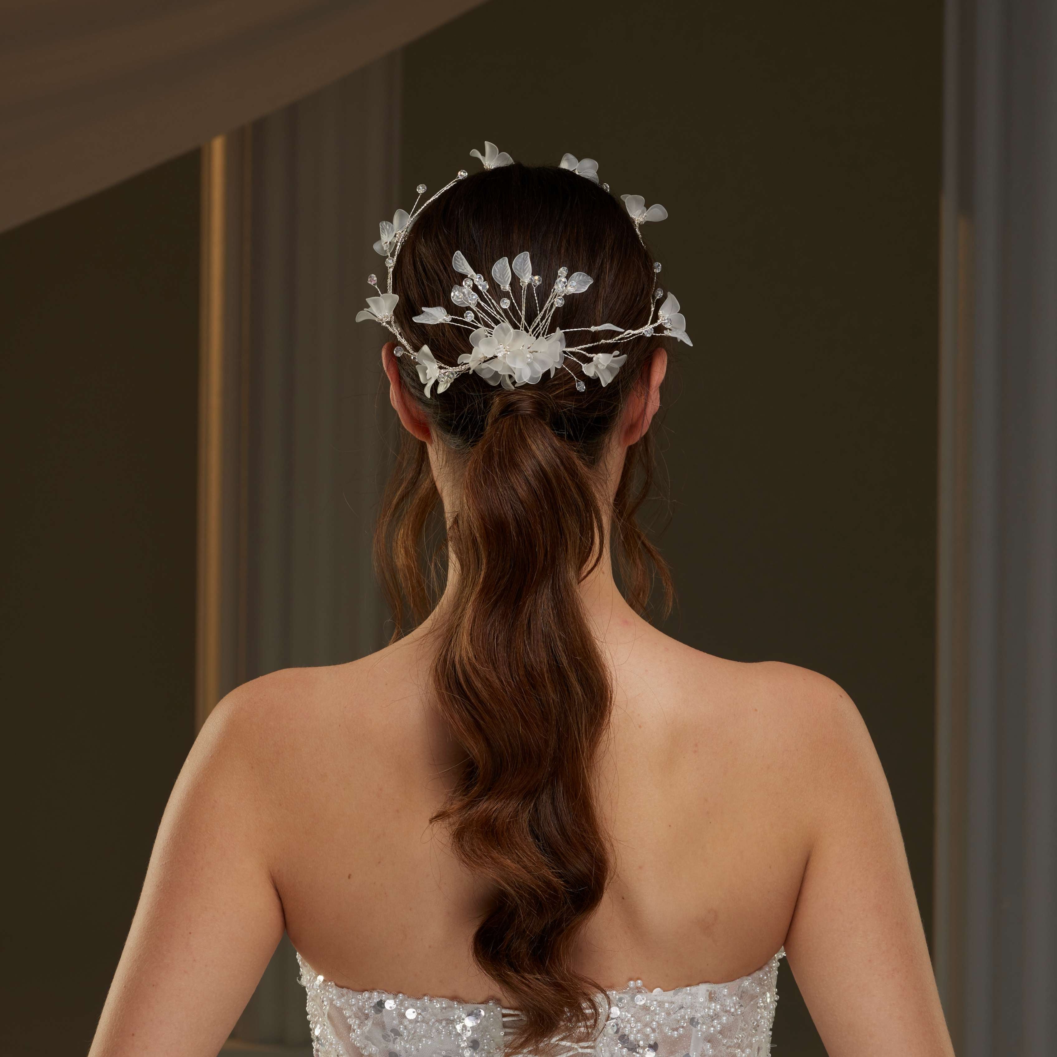 Elegant Crystal Beaded Floral  Hair Comb