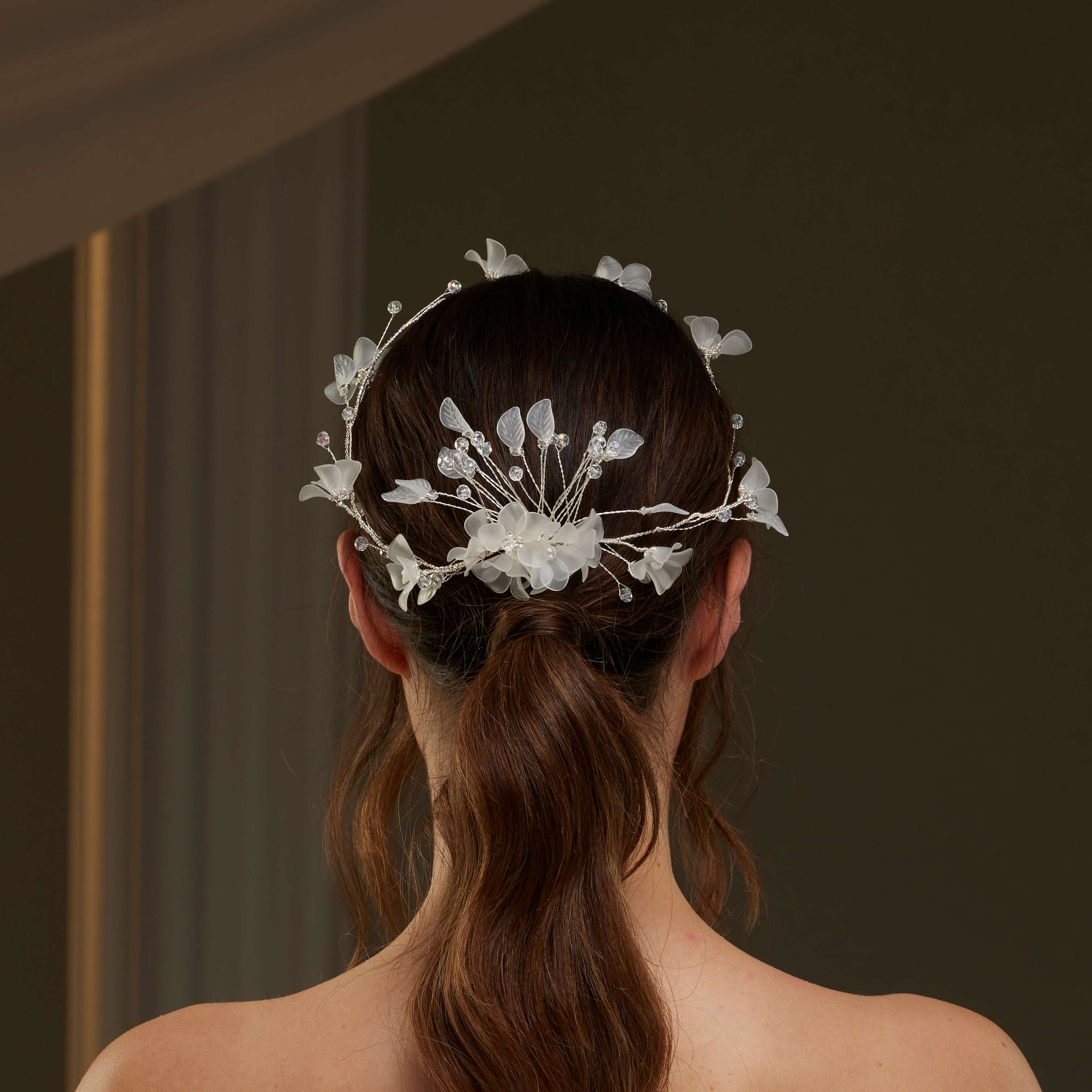 Elegant Crystal Beaded Floral  Hair Comb