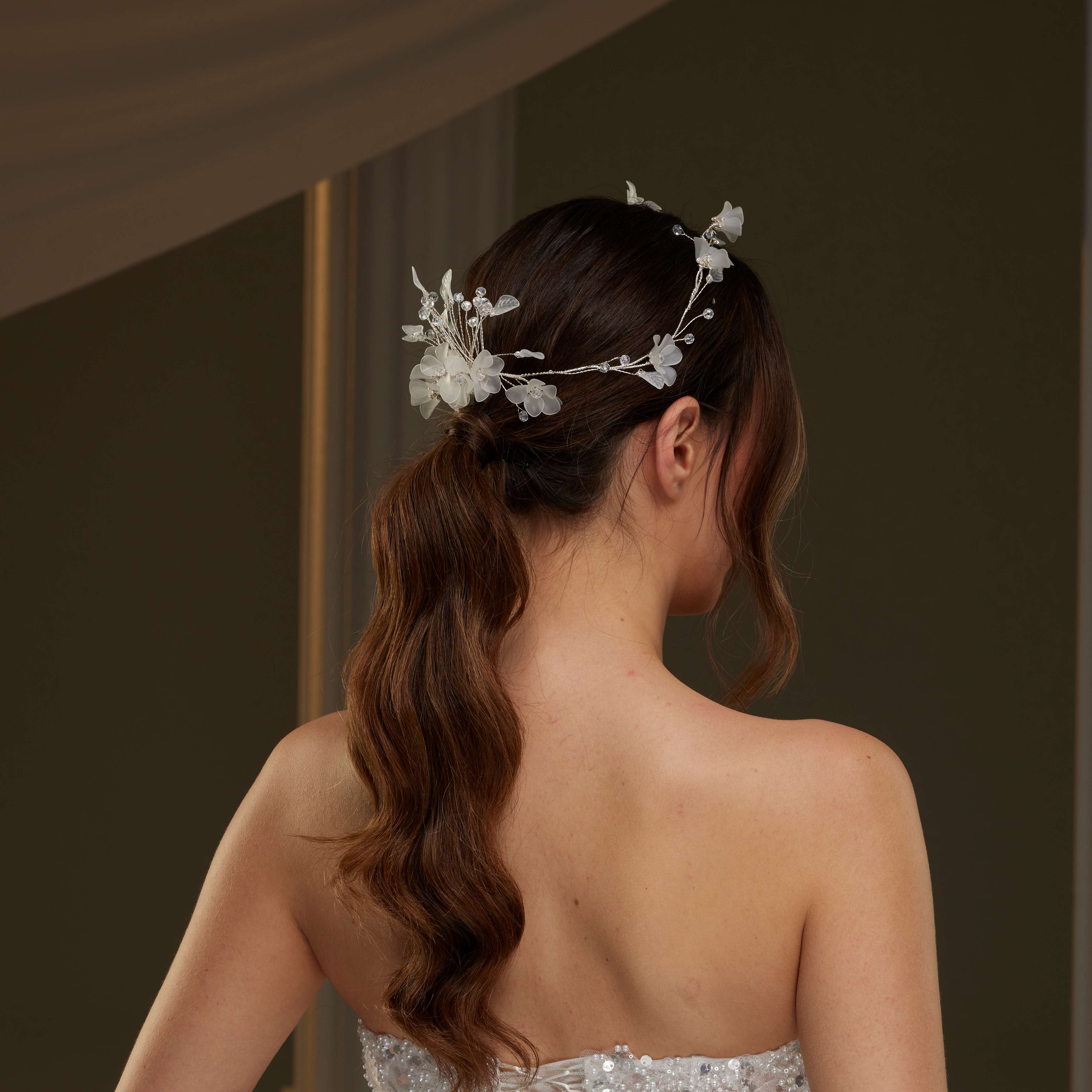 Elegant Crystal Beaded Floral  Hair Comb