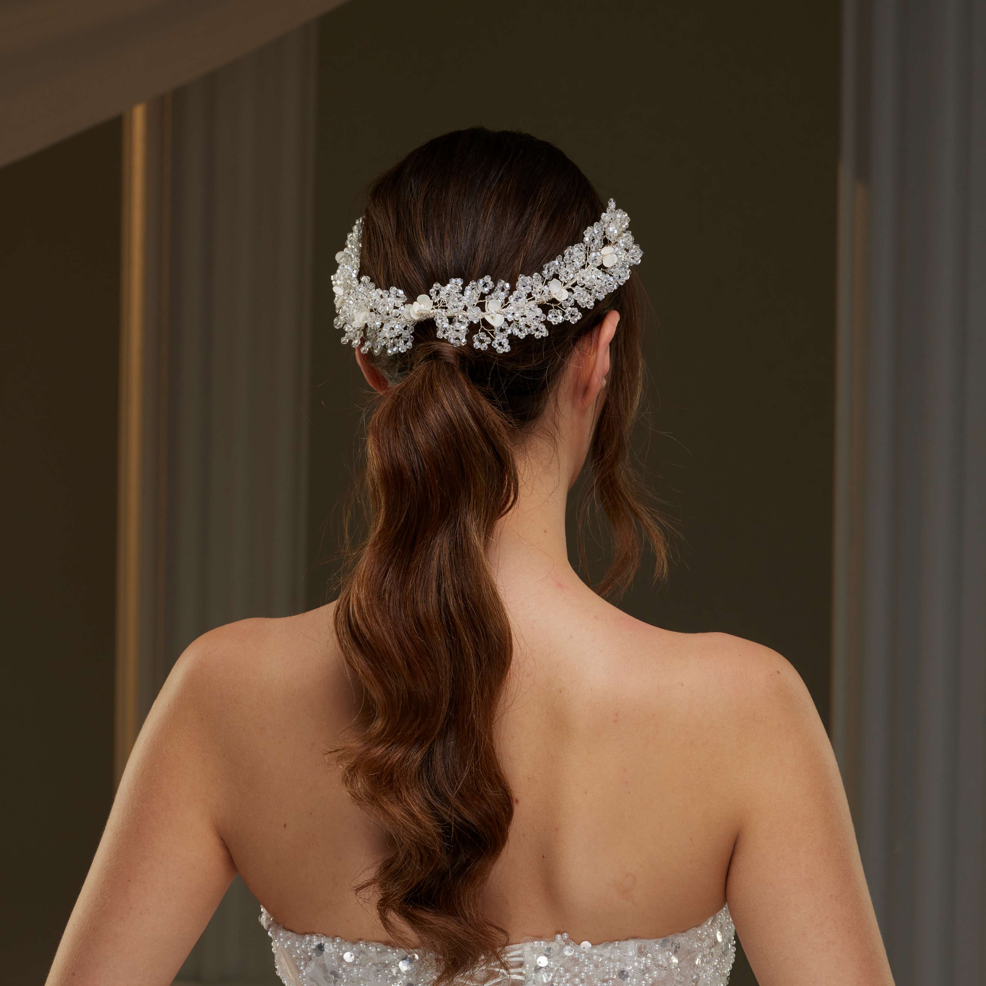 Floral Crystal Beaded Bridal Hair Vine