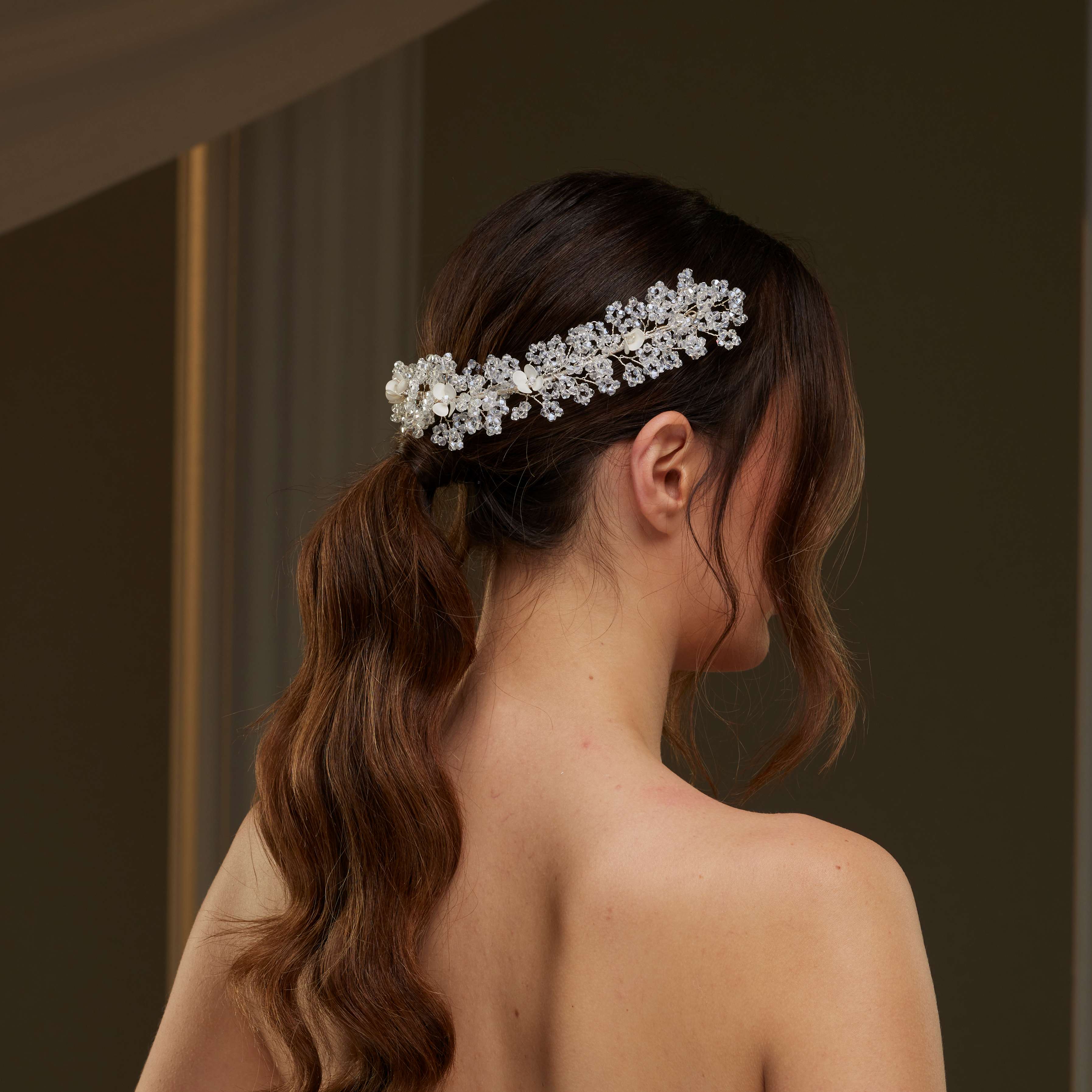 Floral Crystal Beaded Bridal Hair Vine