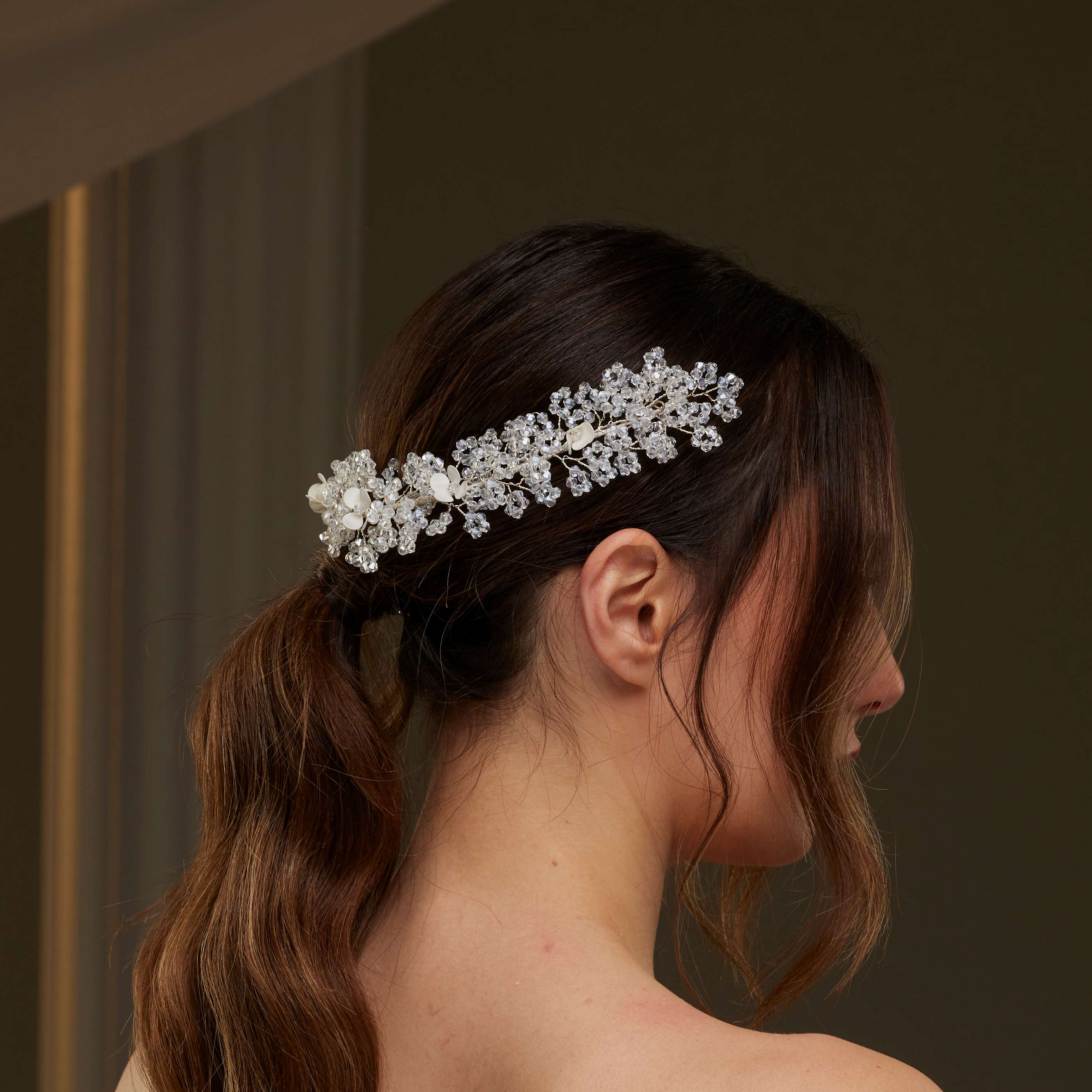 Floral Crystal Beaded Bridal Hair Vine