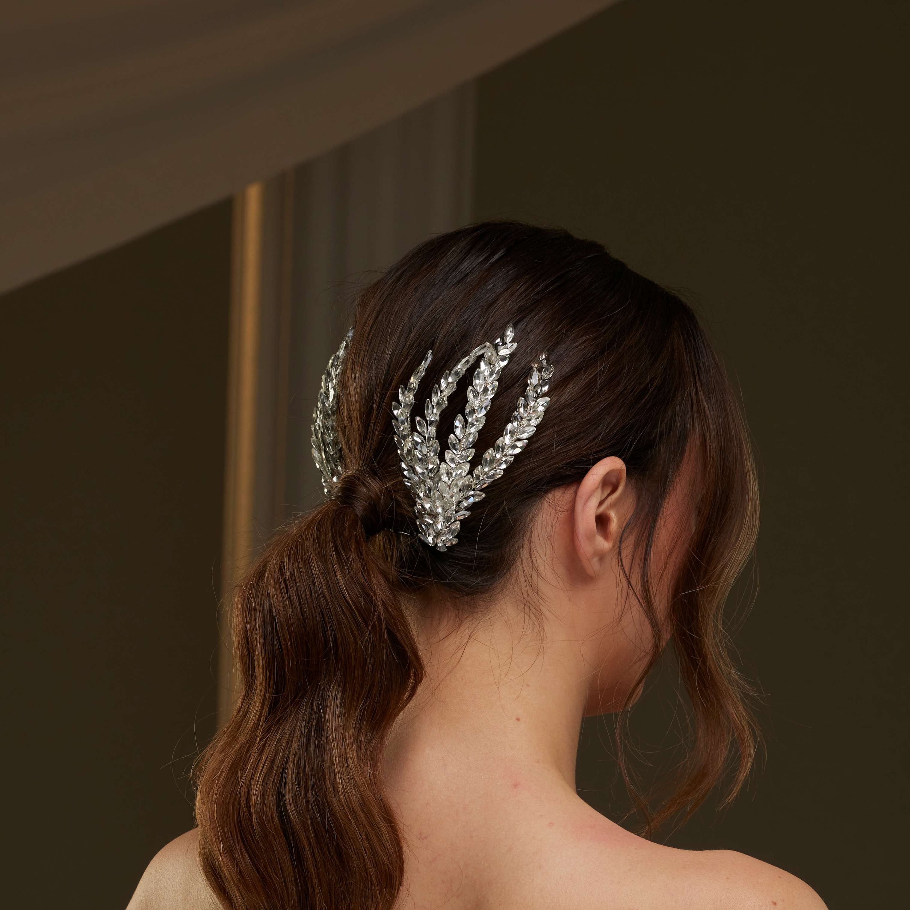 Two-Piece Rhinestone Hair Comb Set