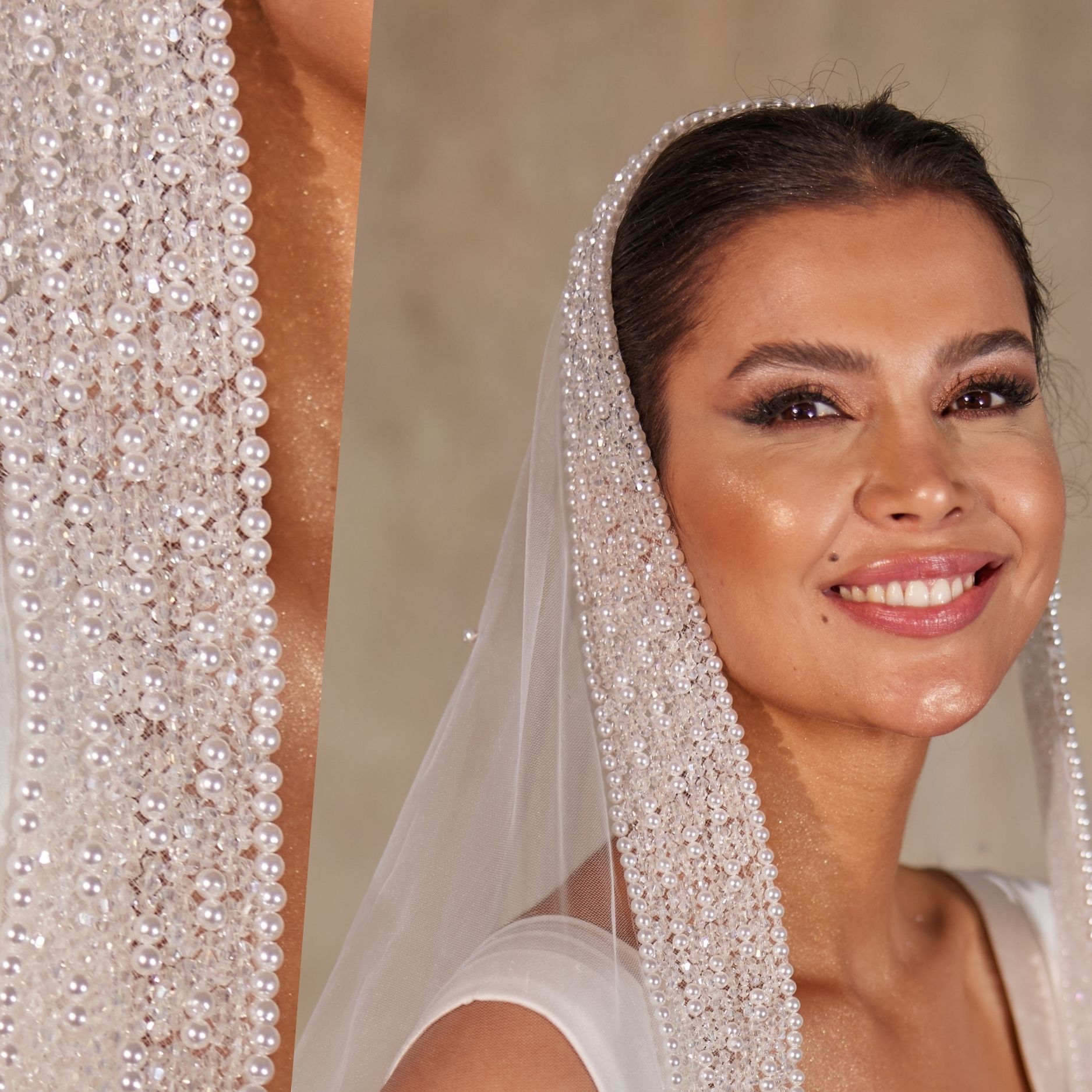 Crystal  Beaded Wedding Veil-D224 - Bridal Port