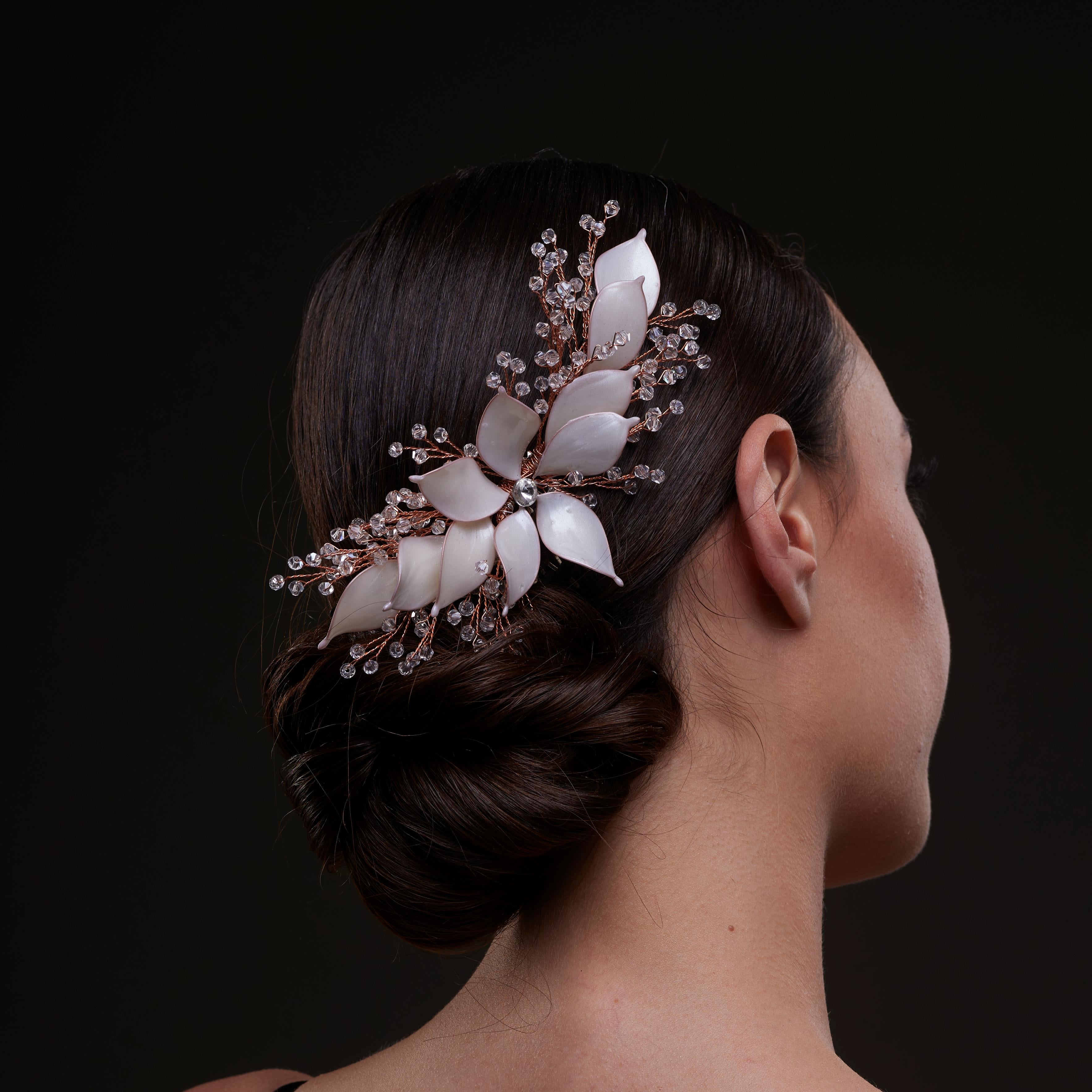 Rose gold Flower Bridal Hair Comb