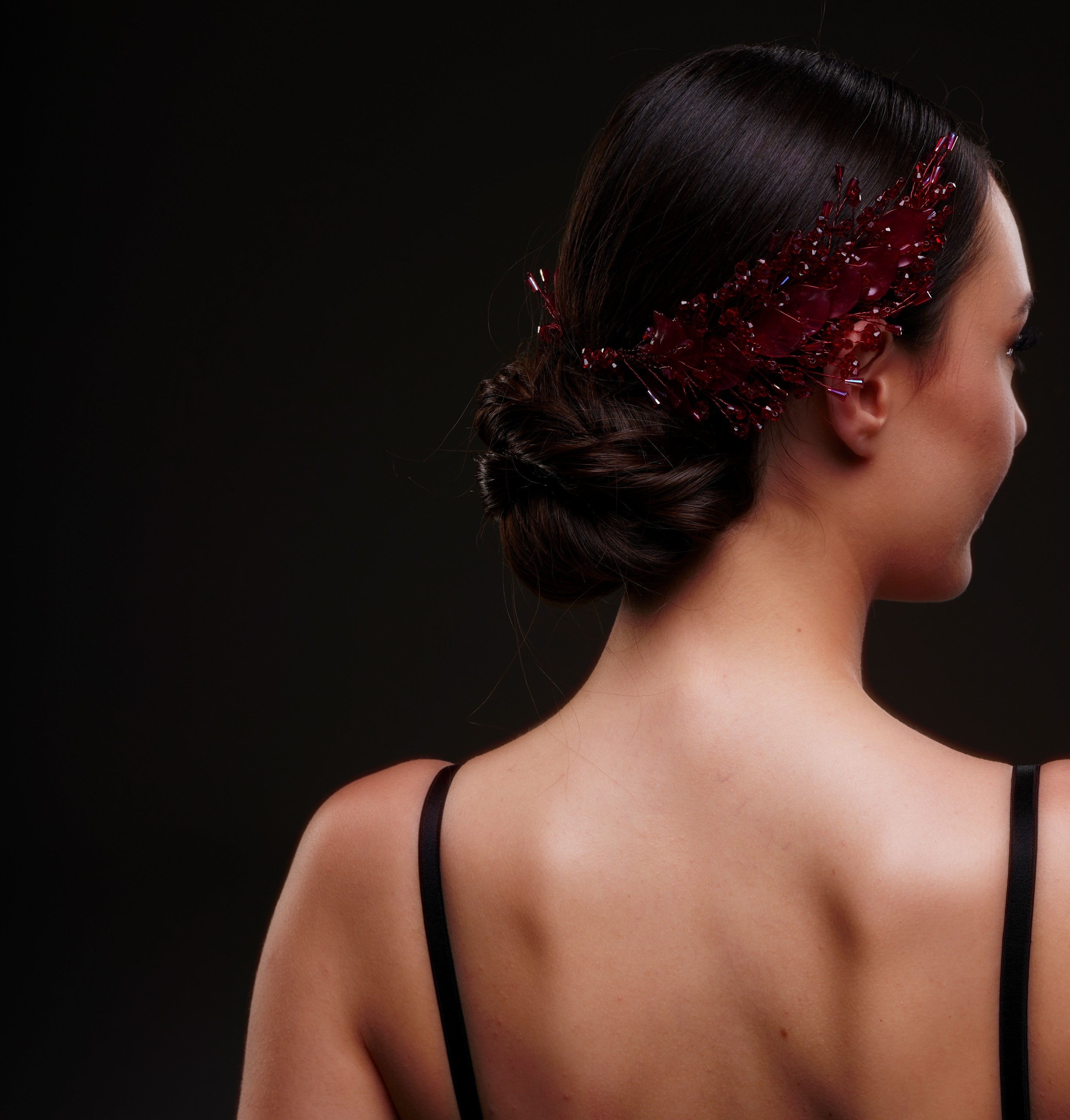Red Crystal Bridal Hairpiece
