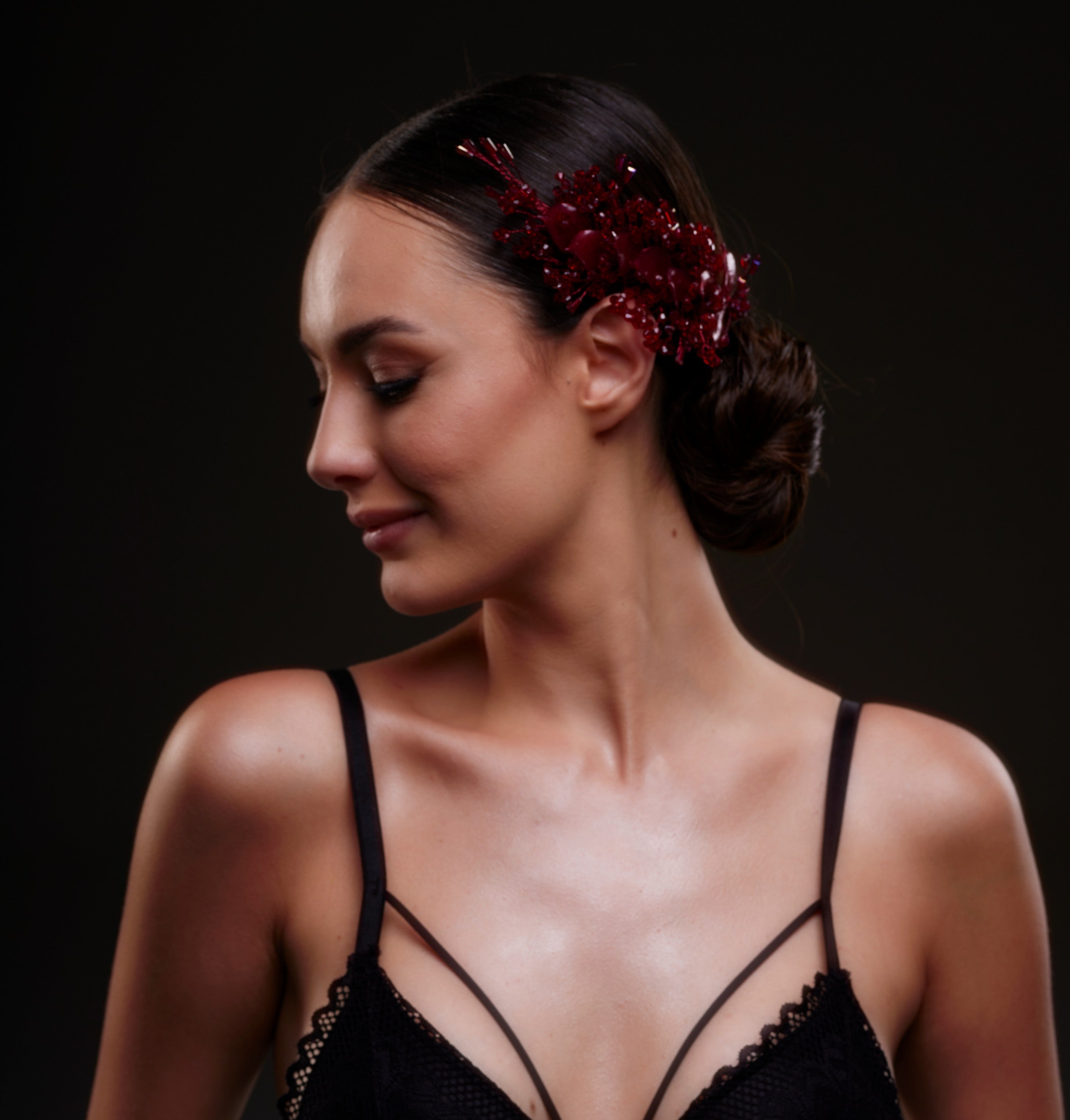 Red Crystal Bridal Hairpiece