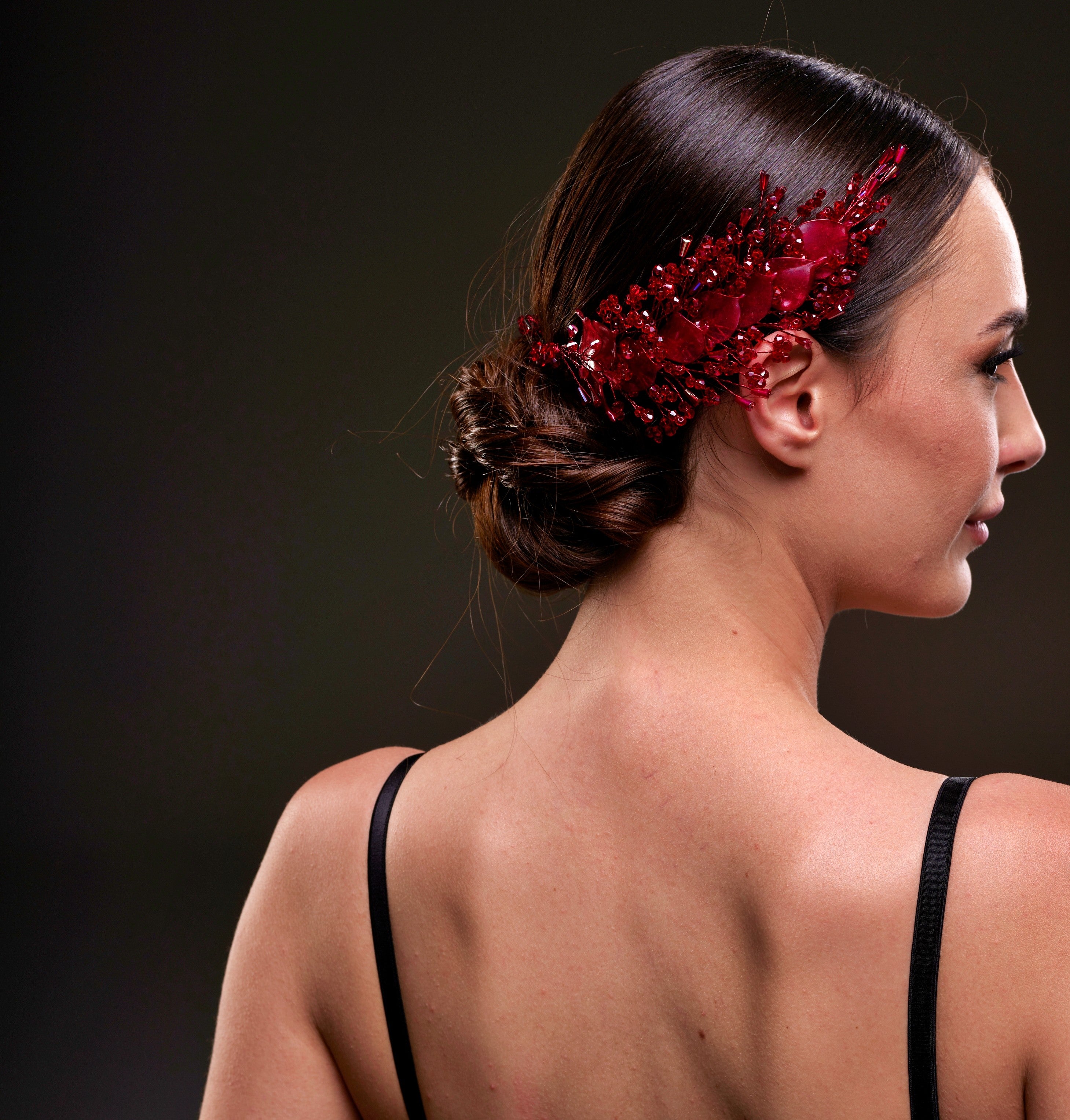Red Crystal Bridal Hairpiece