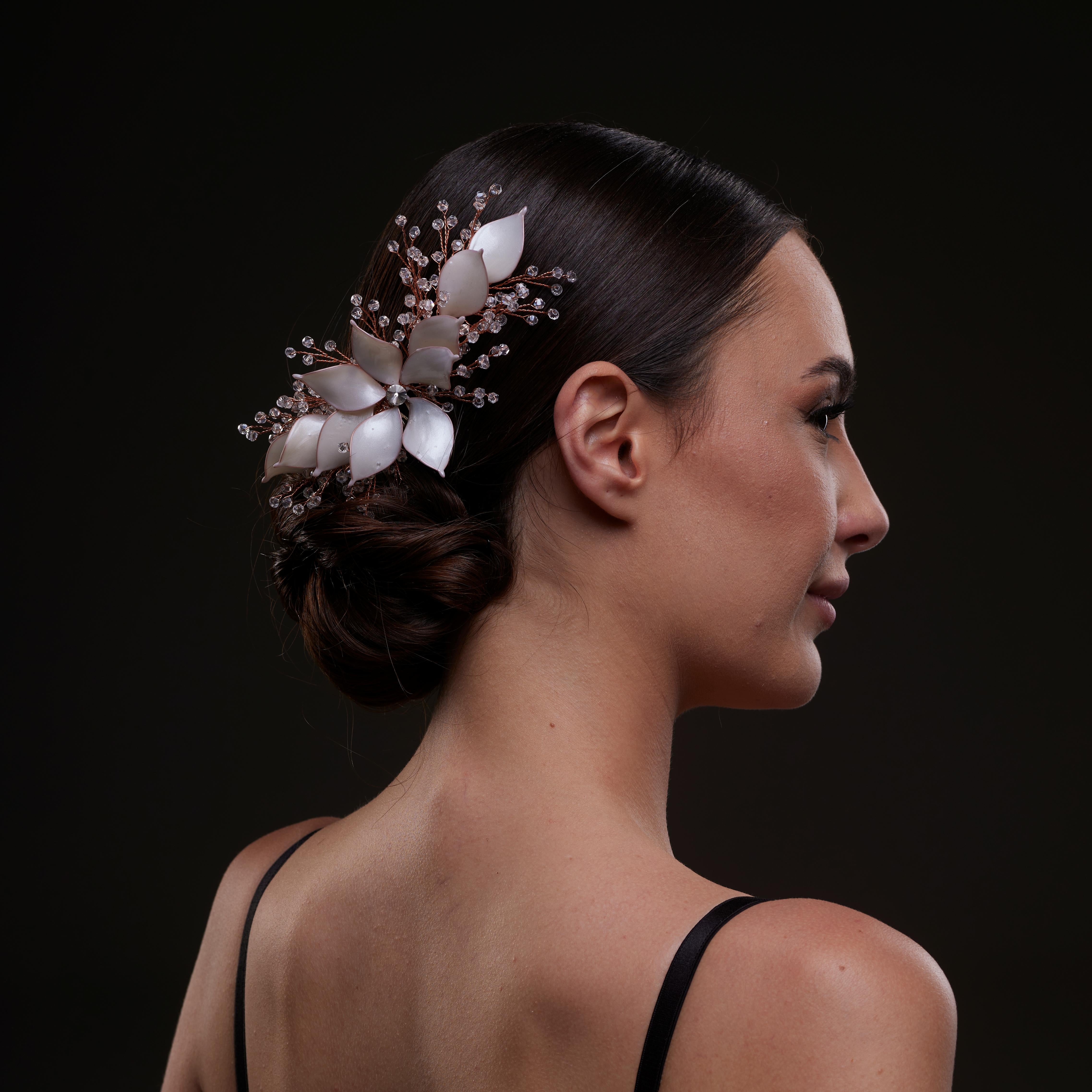 Rose gold Flower Bridal Hair Comb