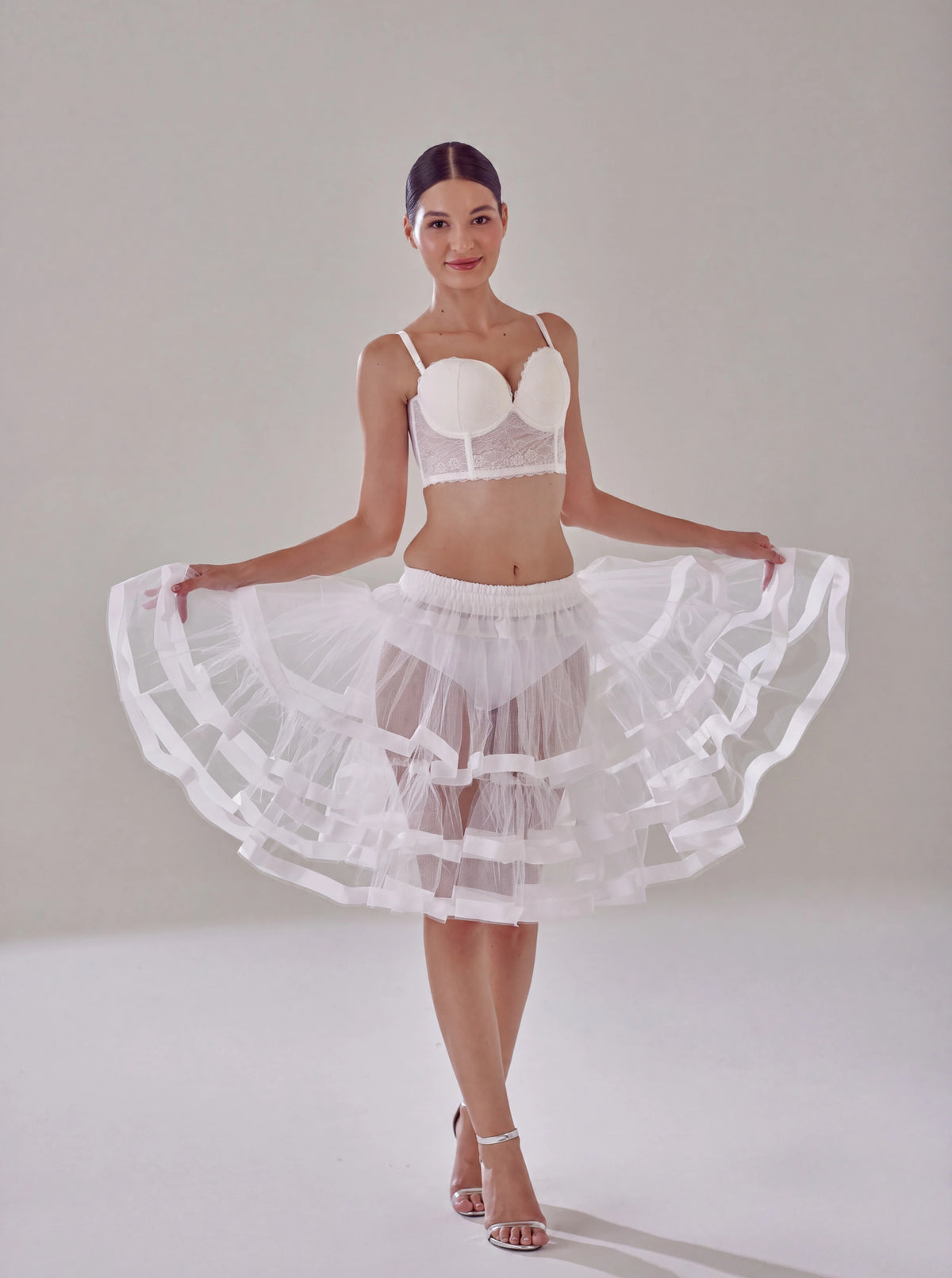 White Short Bridal Petticoat, Tulle Crinoline,  Mini Wedding Dress Underskirt, Tutu Skirt