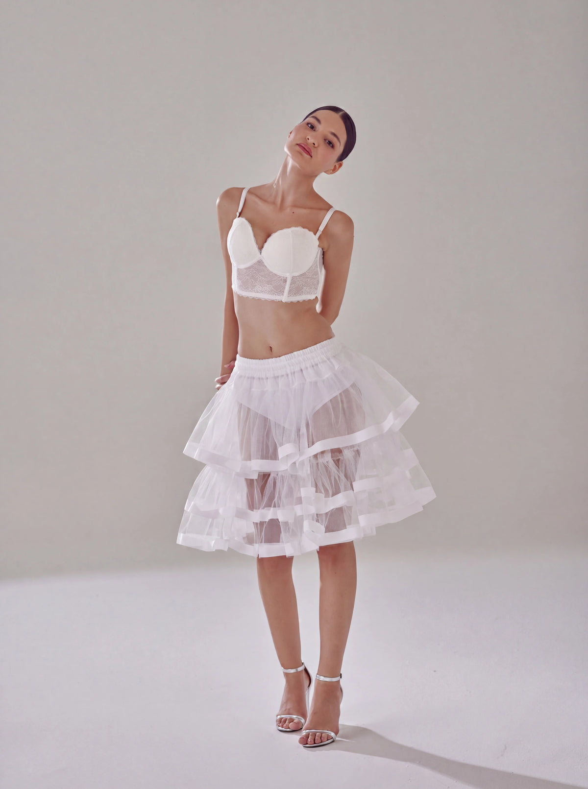 White Short Bridal Petticoat, Tulle Crinoline,  Mini Wedding Dress Underskirt, Tutu Skirt
