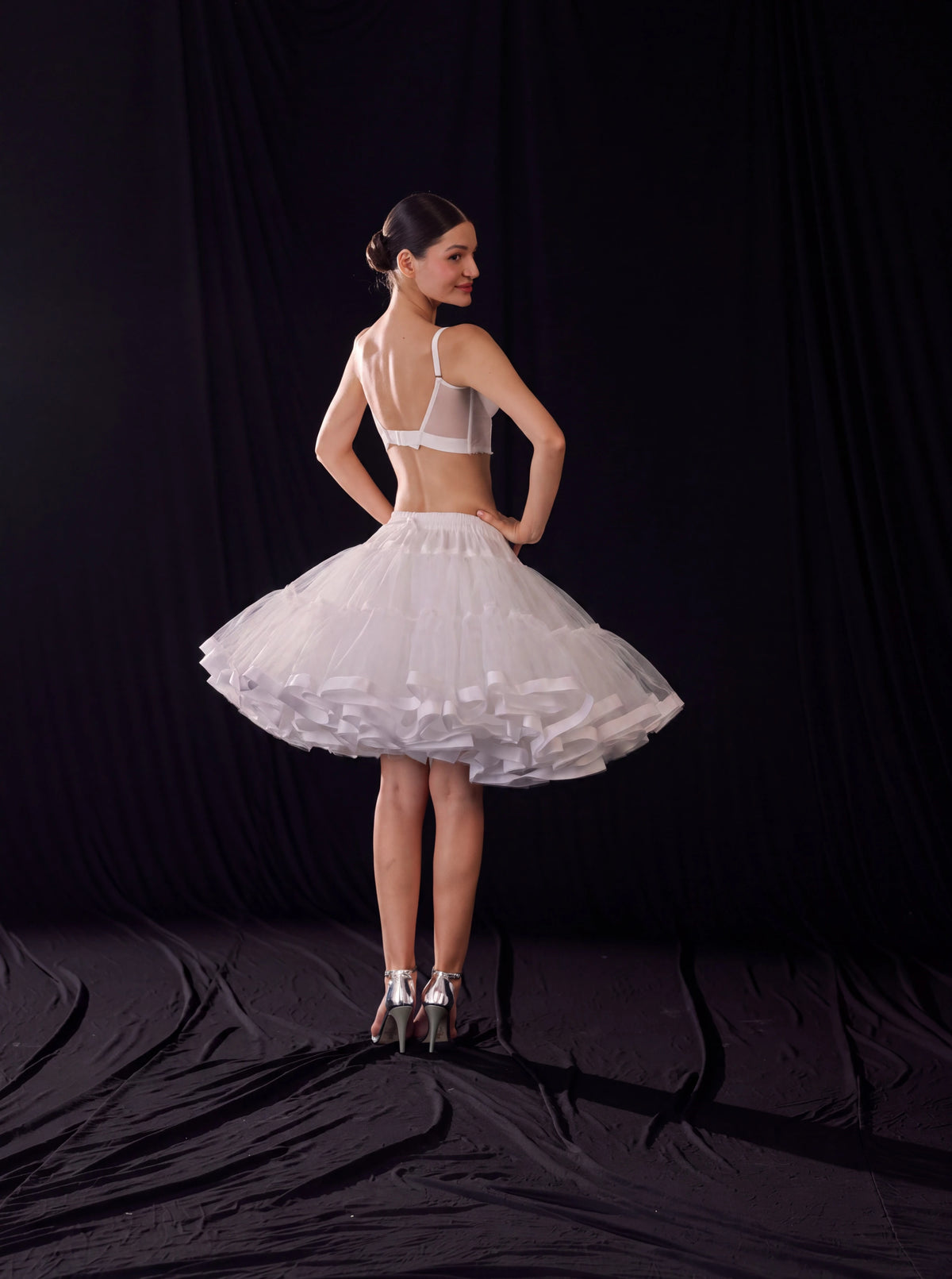 White Short Bridal Petticoat, Tulle Crinoline,  Mini Wedding Dress Underskirt, Tutu Skirt