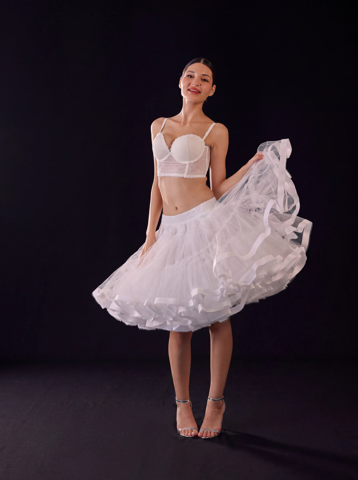 White Short Bridal Petticoat, Tulle Crinoline,  Mini Wedding Dress Underskirt, Tutu Skirt