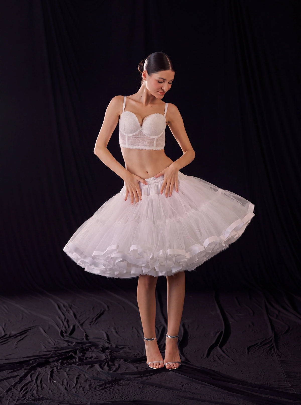 White Short Bridal Petticoat, Tulle Crinoline,  Mini Wedding Dress Underskirt, Tutu Skirt