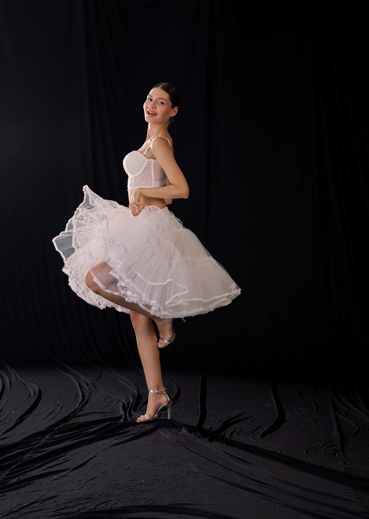 White Short Bridal Petticoat, Tulle Crinoline,  Mini Wedding Dress Underskirt, Tutu Skirt