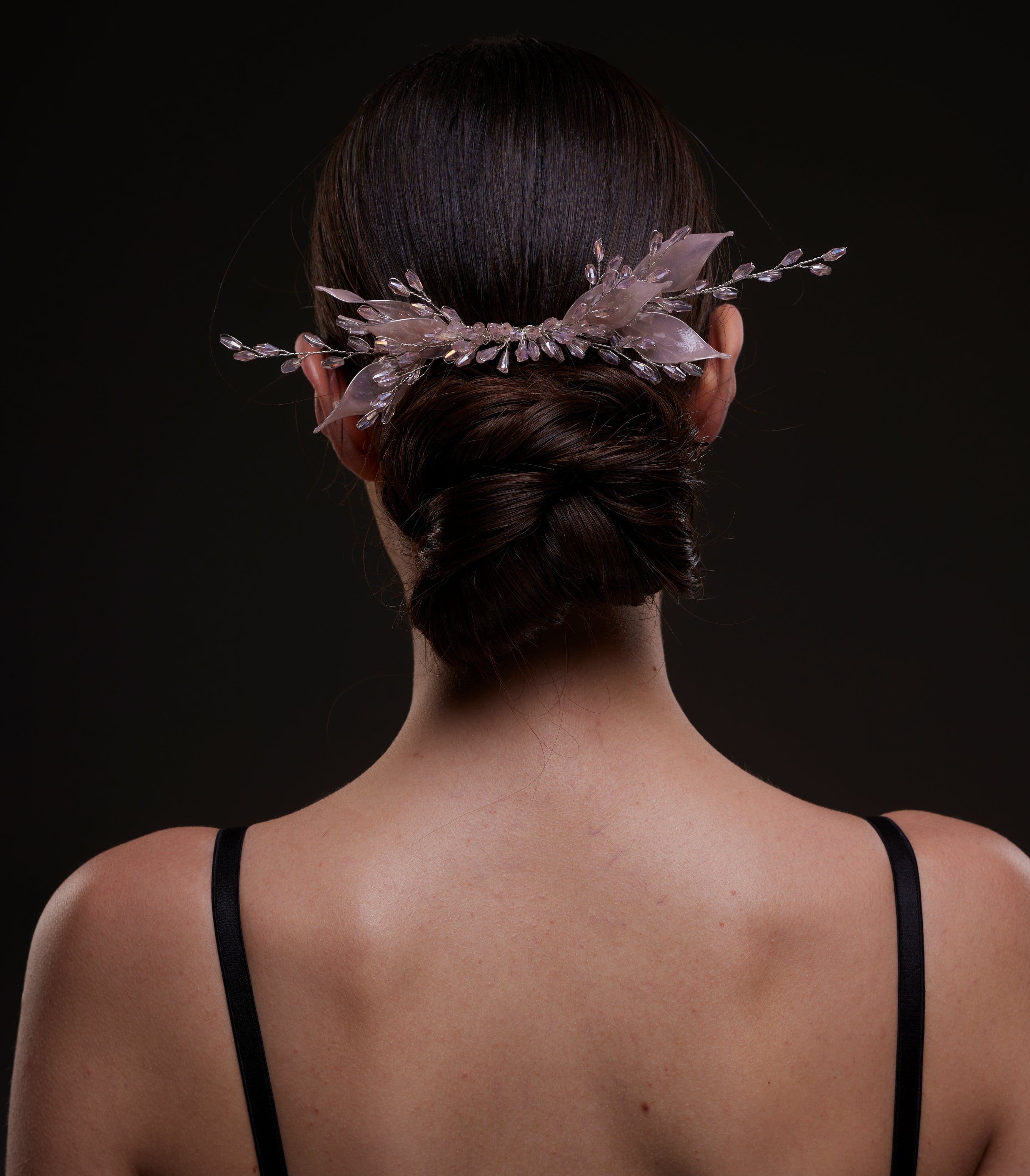 Blush Pink  Leaf & Crystal Bridal Hair Comb
