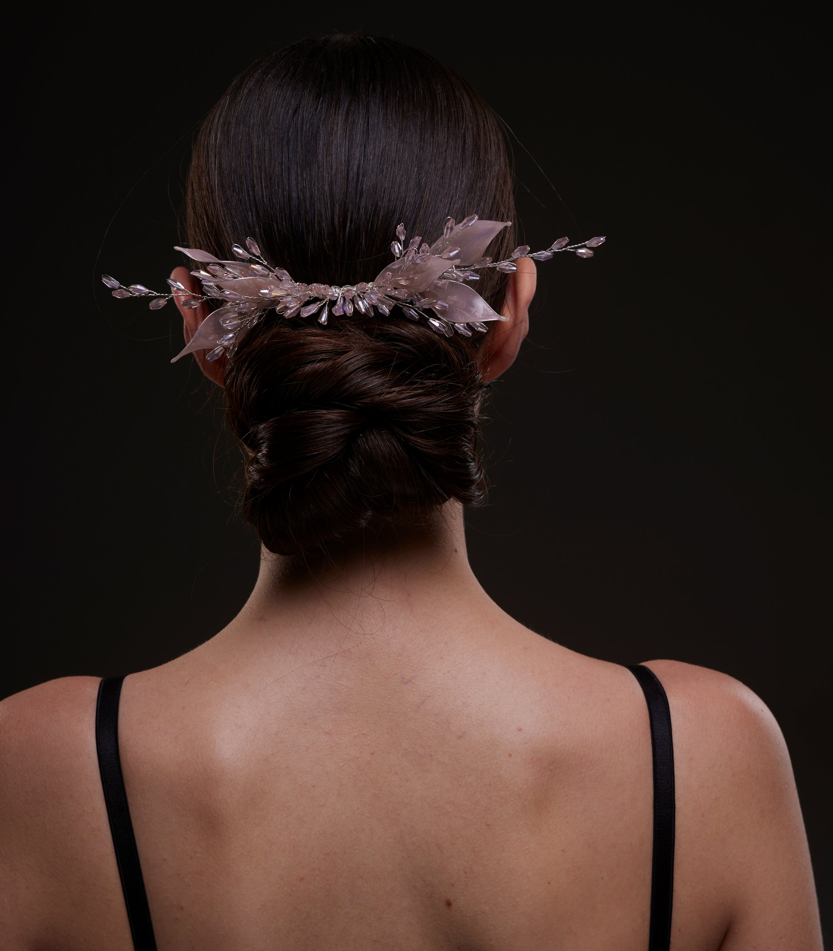 Blush Pink  Leaf & Crystal Bridal Hair Comb