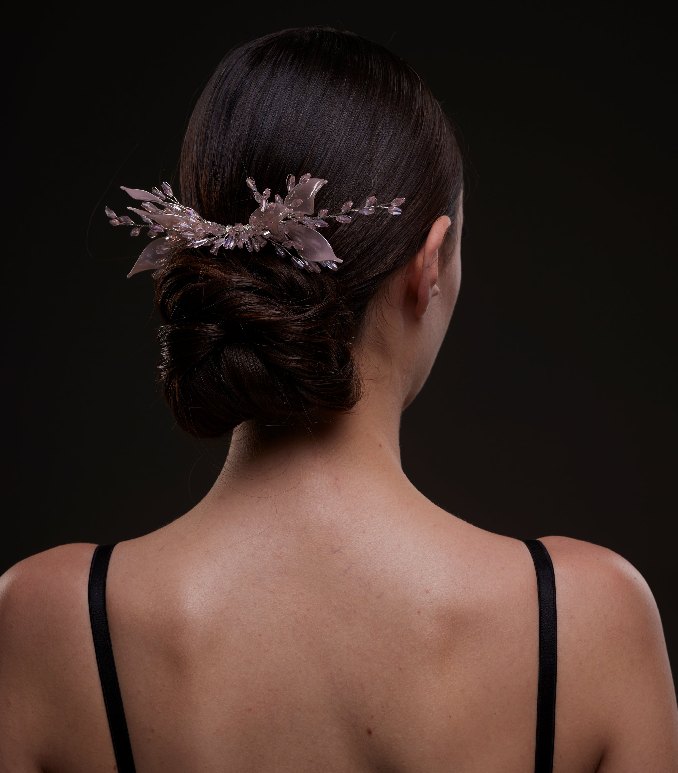Blush Pink  Leaf & Crystal Bridal Hair Comb