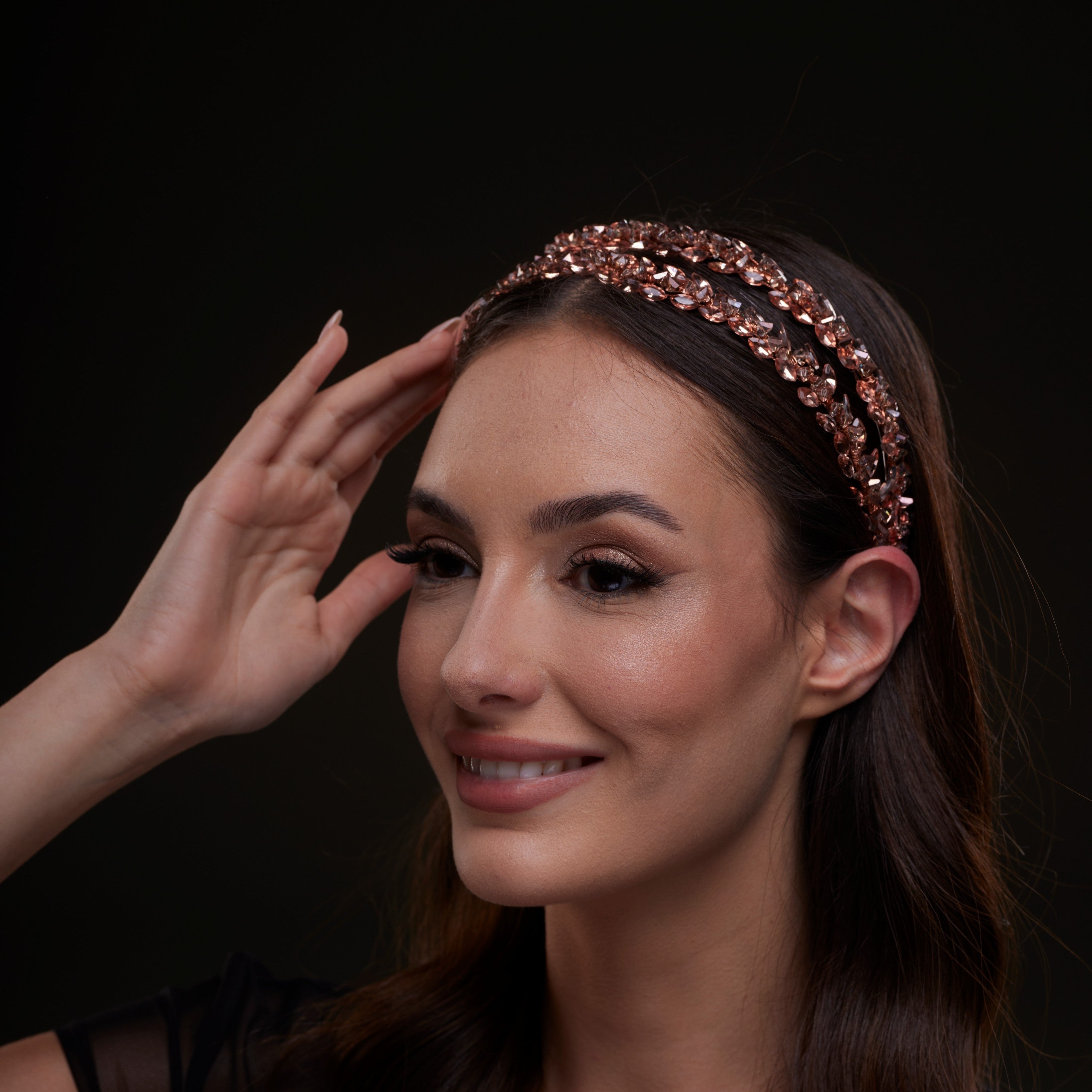 Rose Gold  Crystal Beaded Hairband