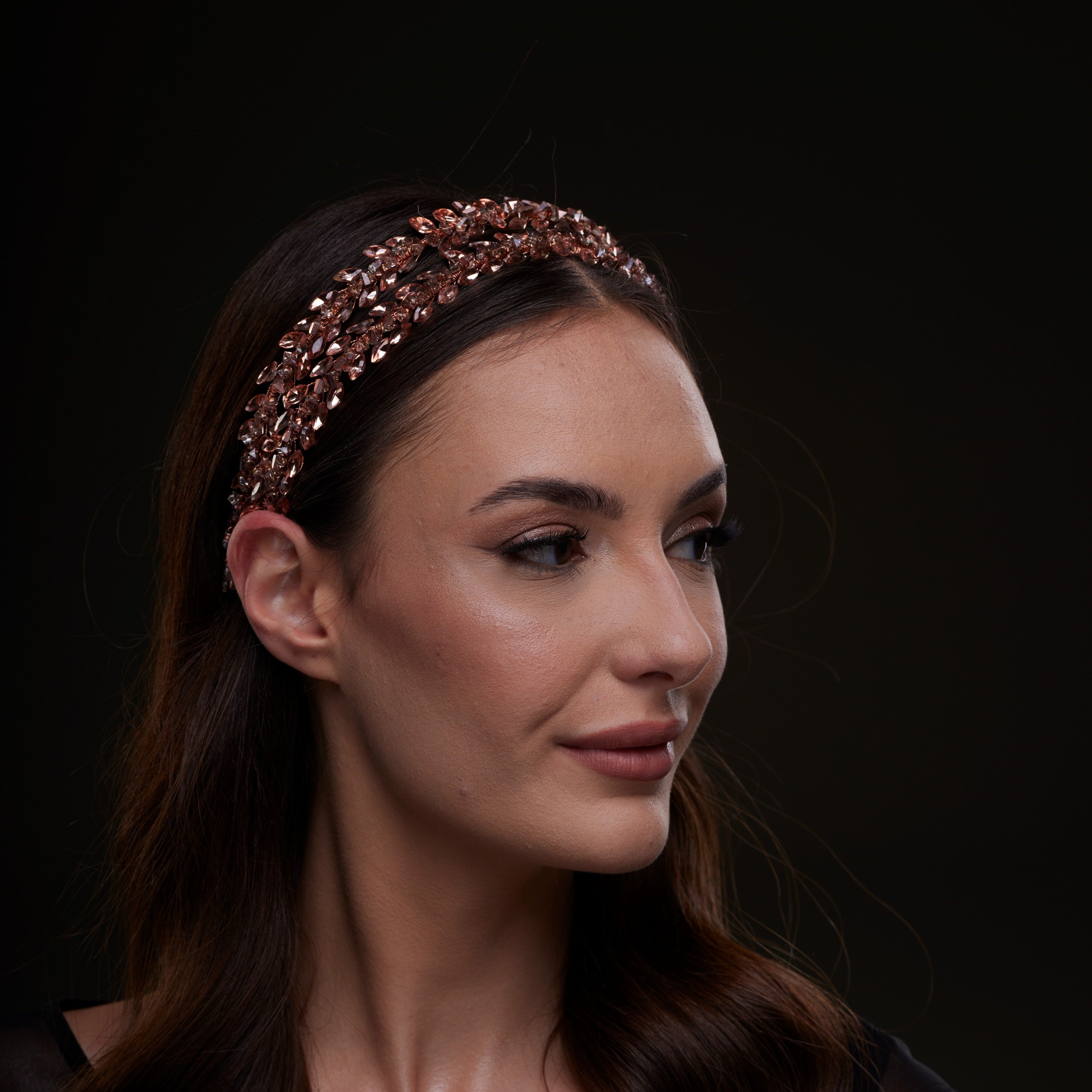 Rose Gold  Crystal Beaded Hairband