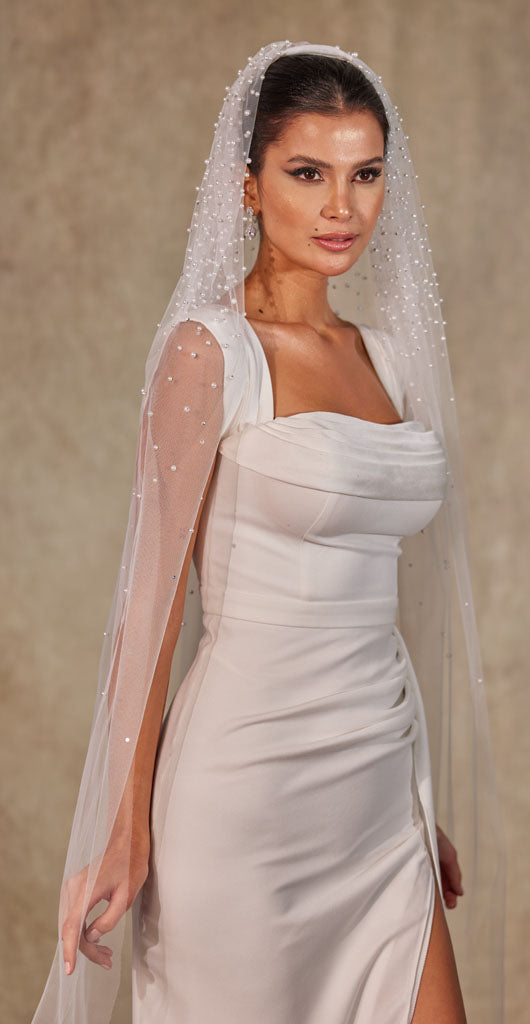 Scattered Pearl  Wedding Veil- D239 - Bridal Port