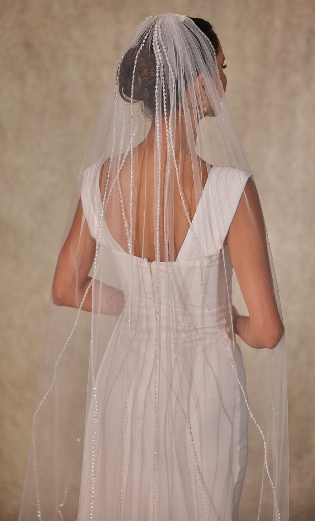 Hand Embroidered Crystal Wedding Veil-D240 - Bridal Port