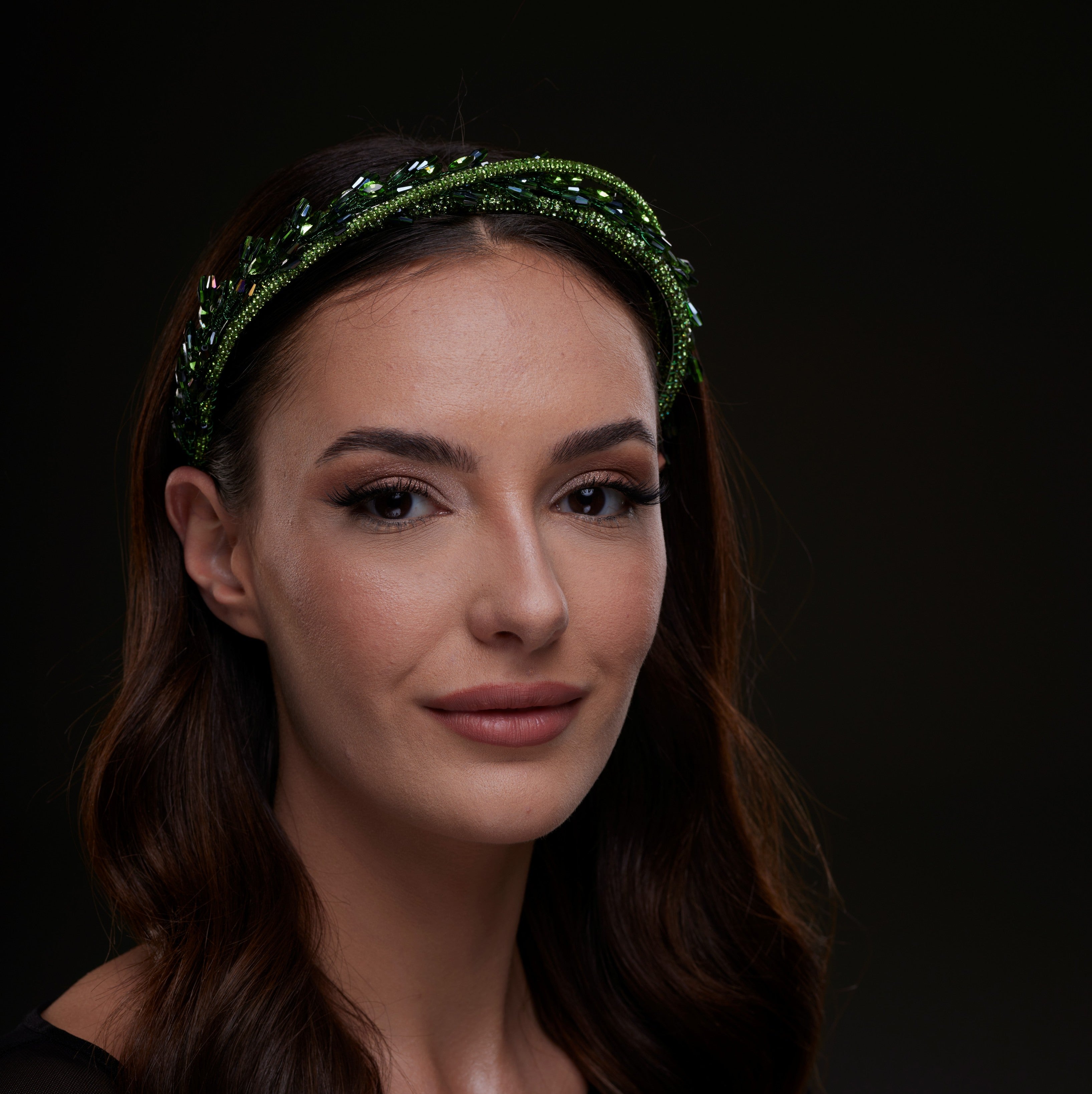 Green Crystal Leaf Headband
