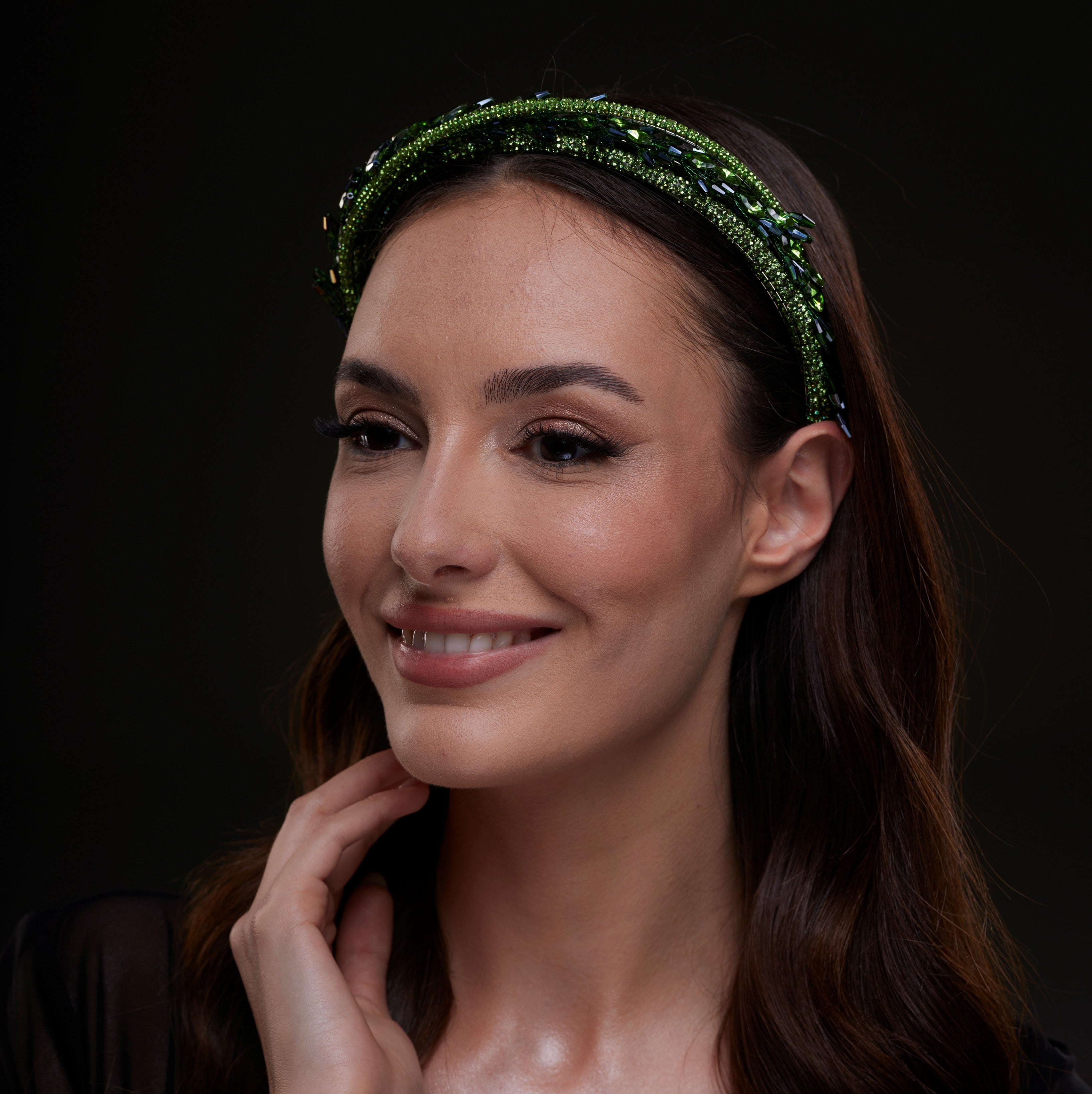 Green Crystal Leaf Headband