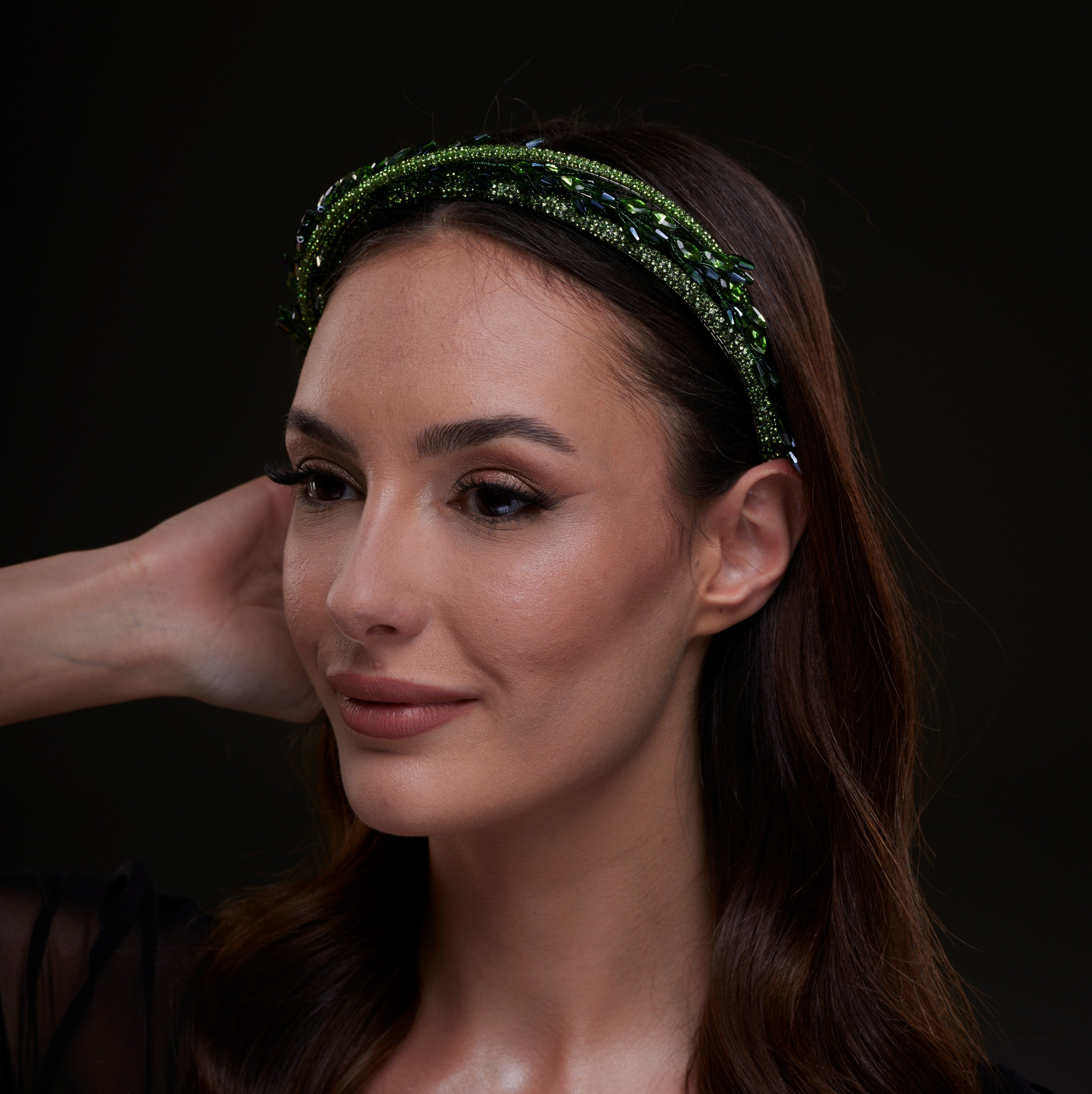Green Crystal Leaf Headband