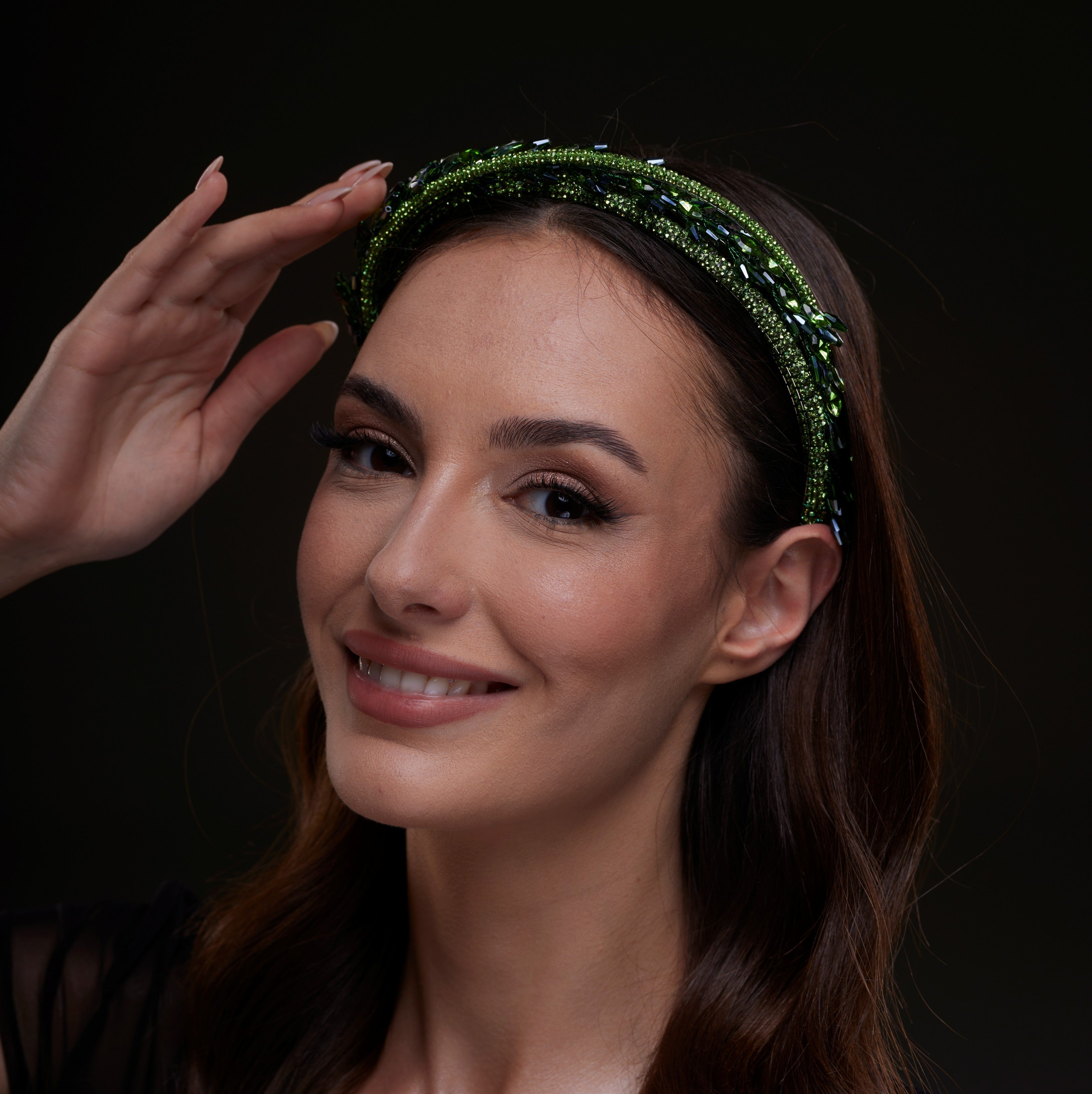 Green Crystal Leaf Headband