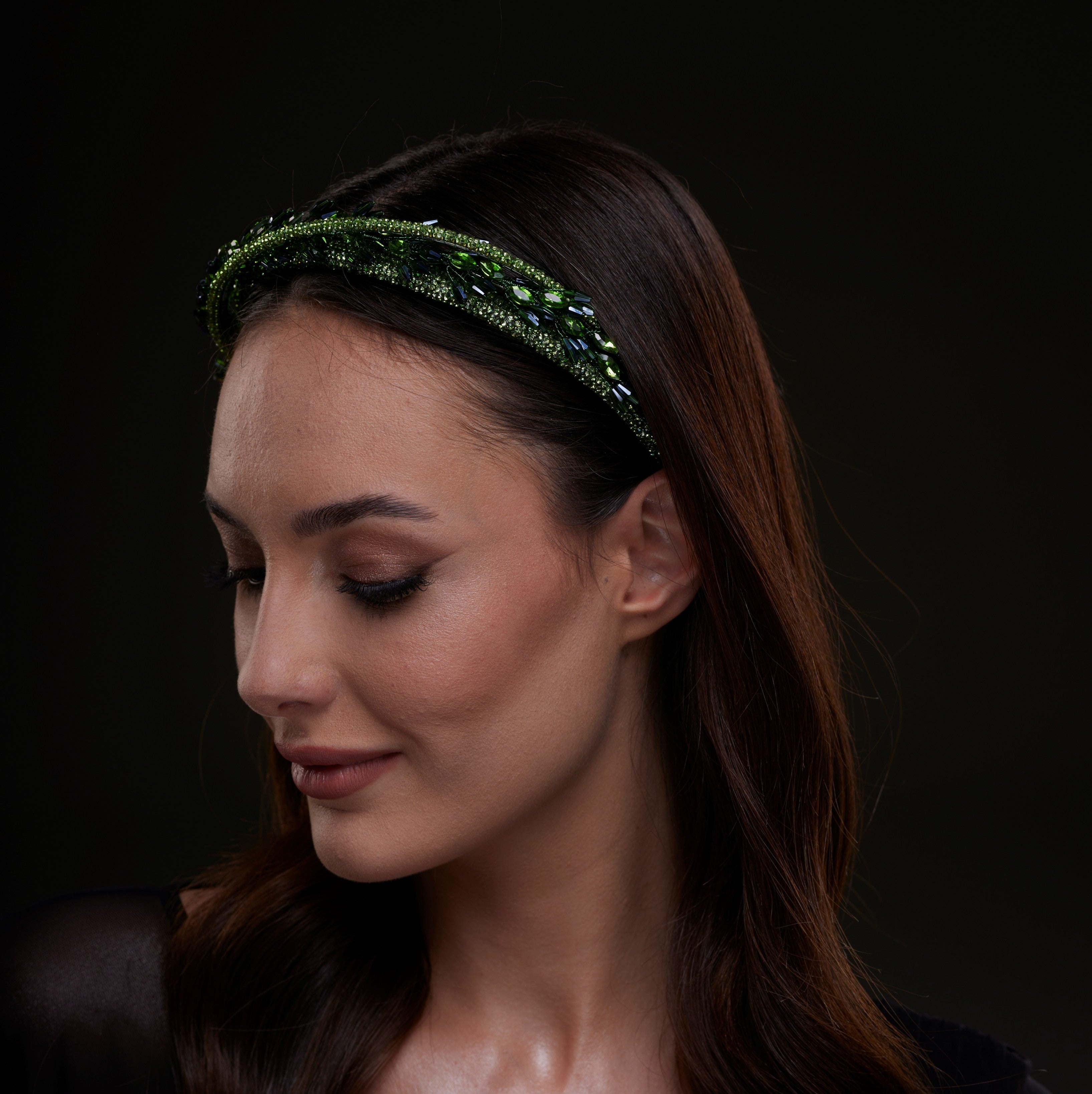 Green Crystal Leaf Headband