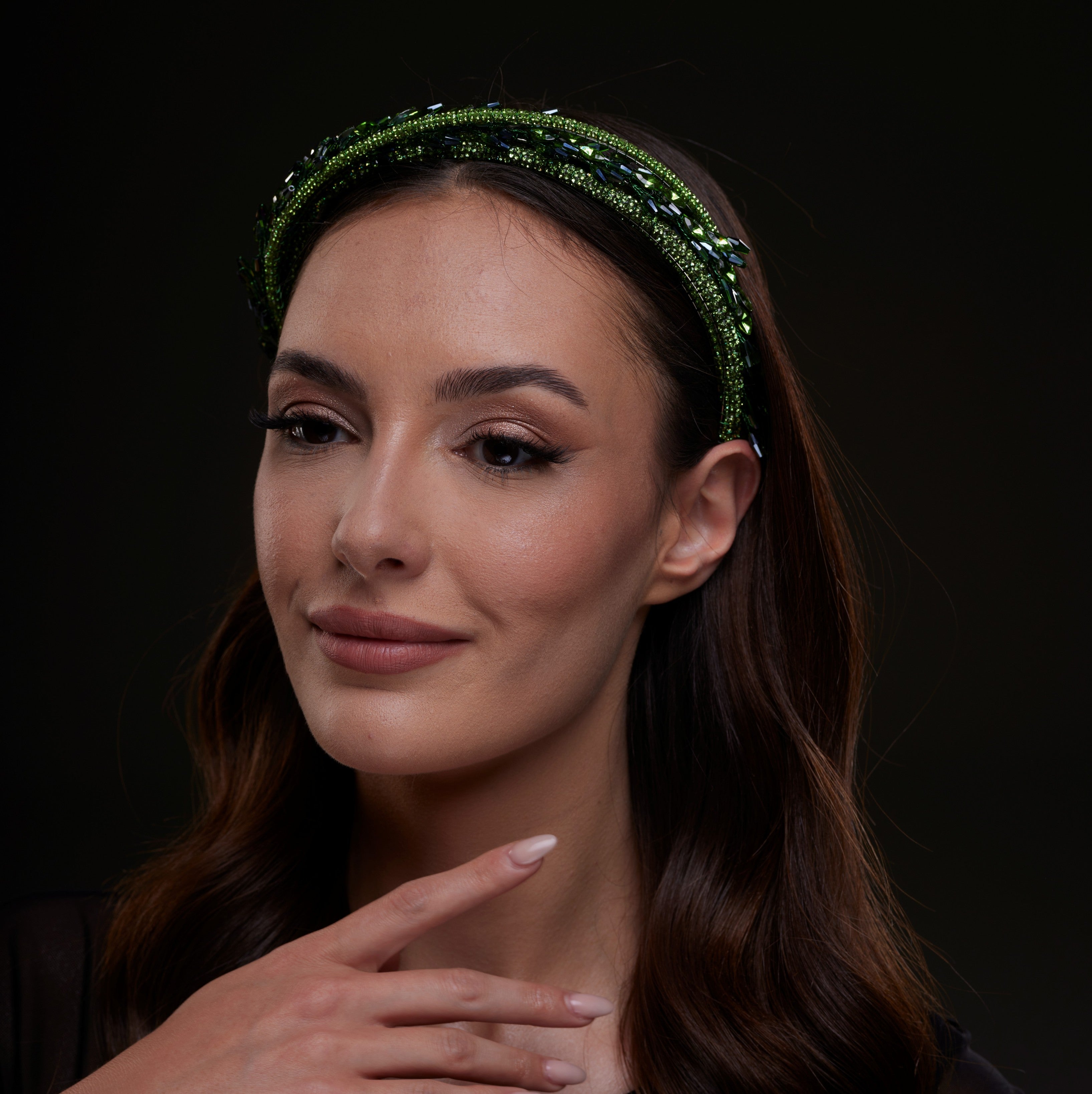 Green Crystal Leaf Headband