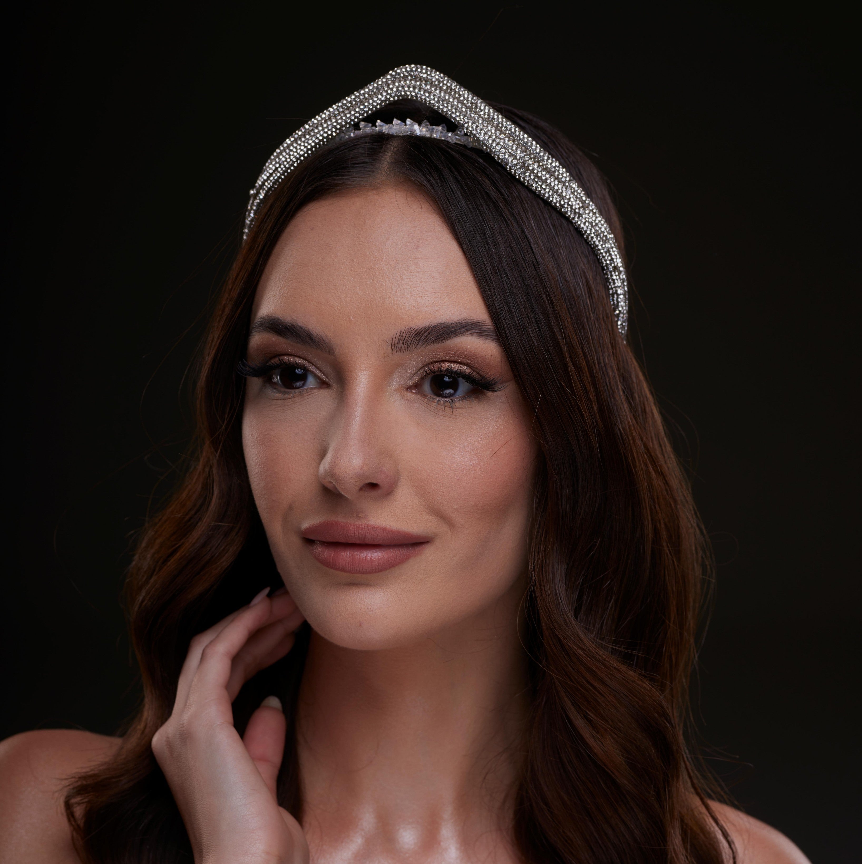 Silver V-Shaped Rhinestone Headband