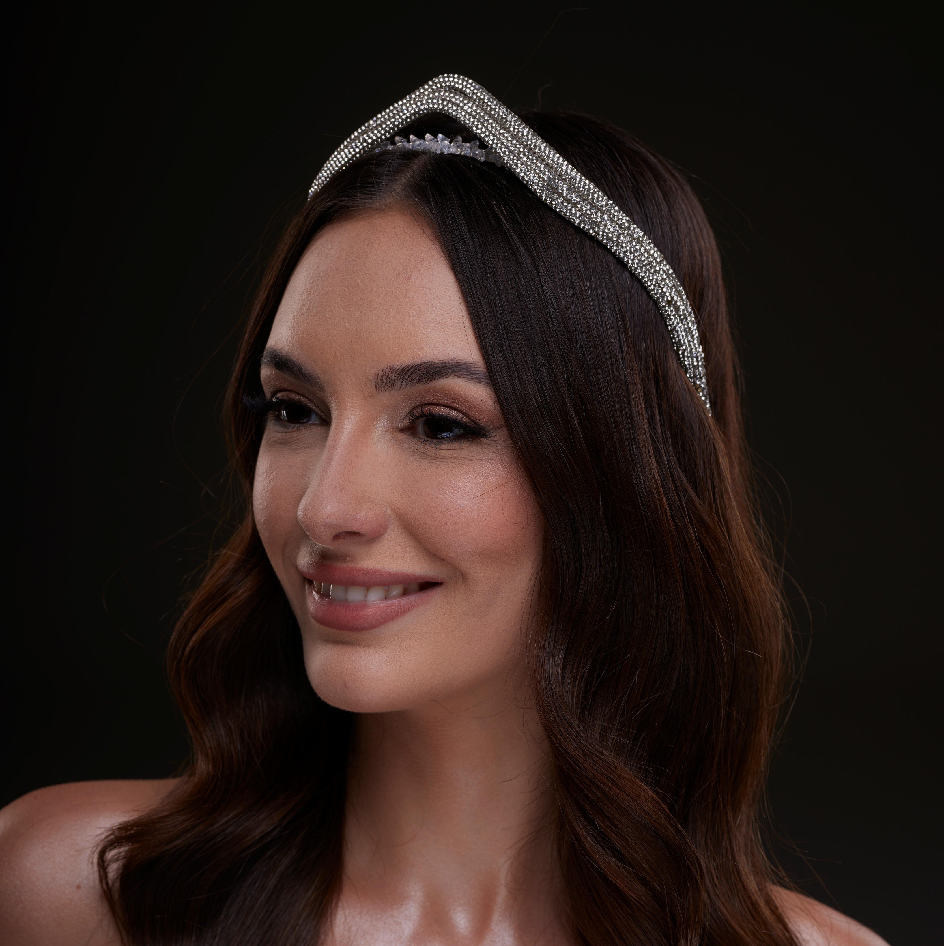 Silver V-Shaped Rhinestone Headband