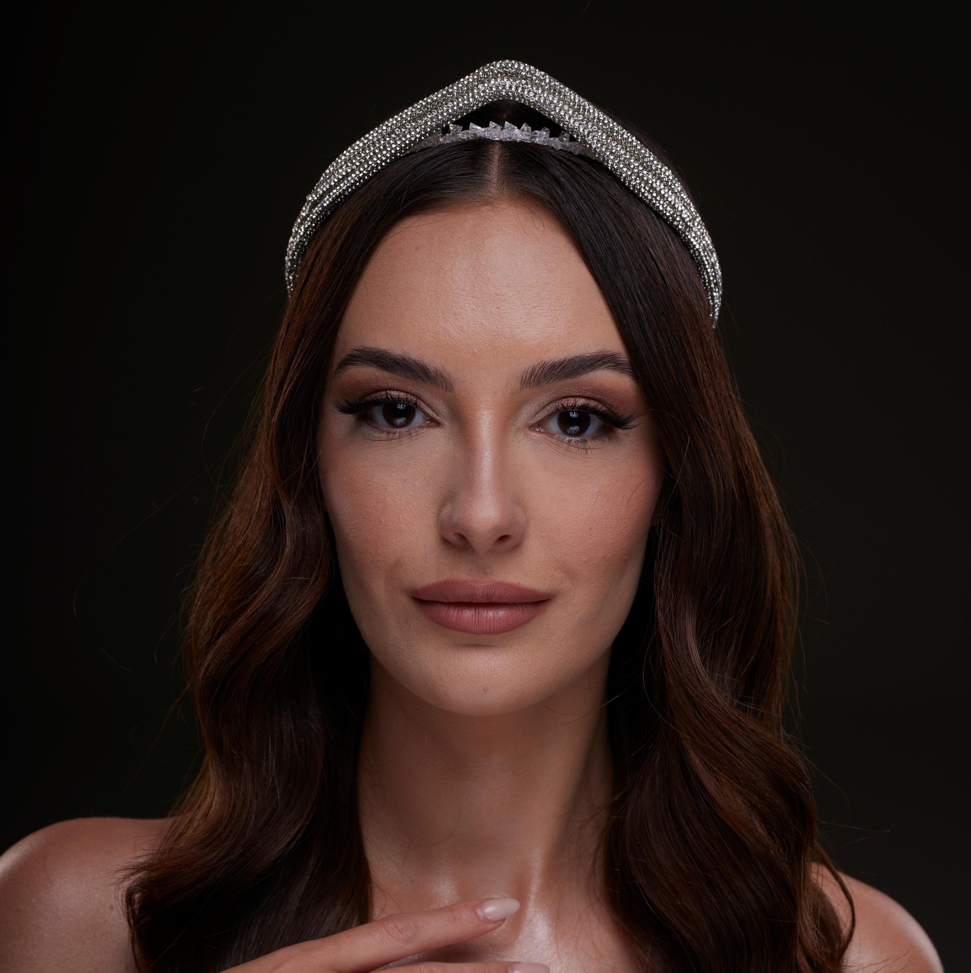 Silver V-Shaped Rhinestone Headband