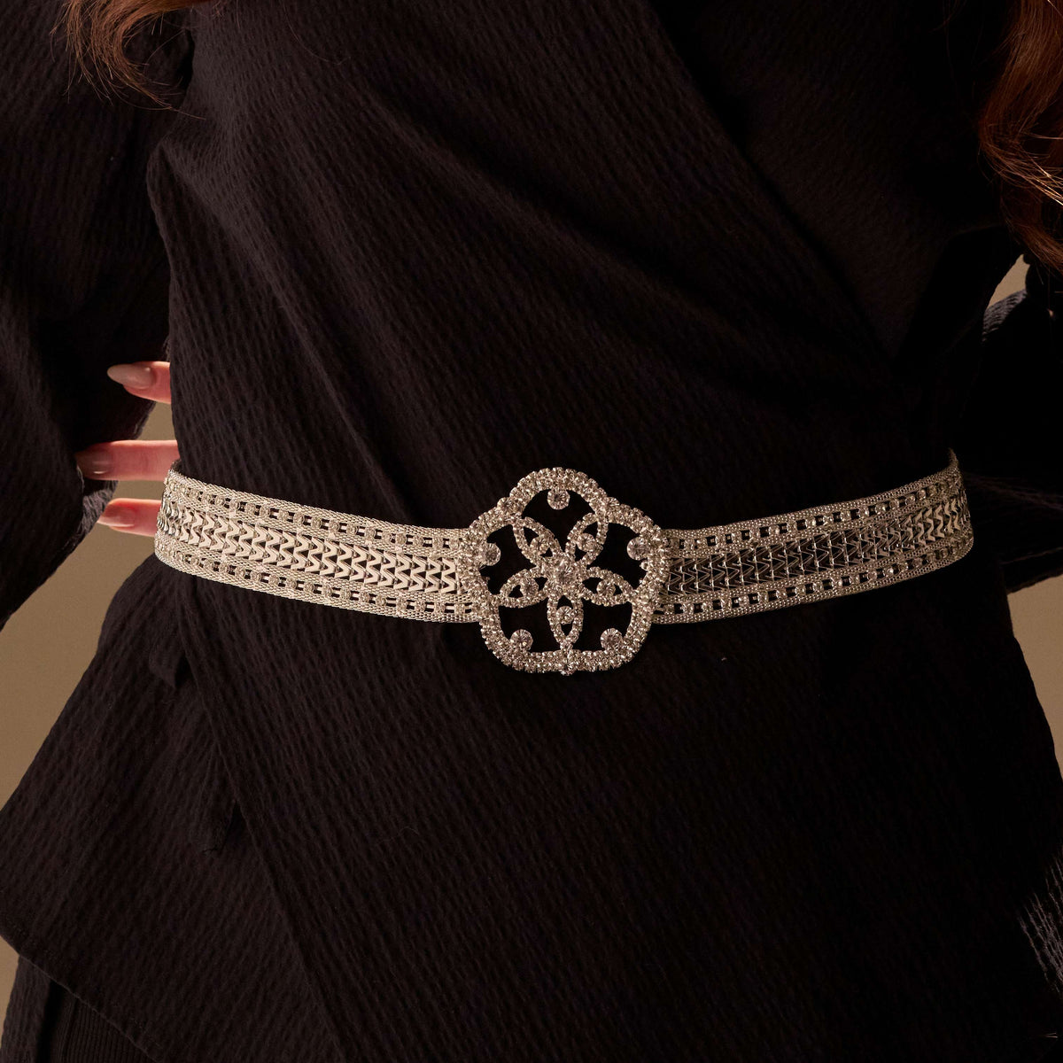 Elegant Silver Flower Belt