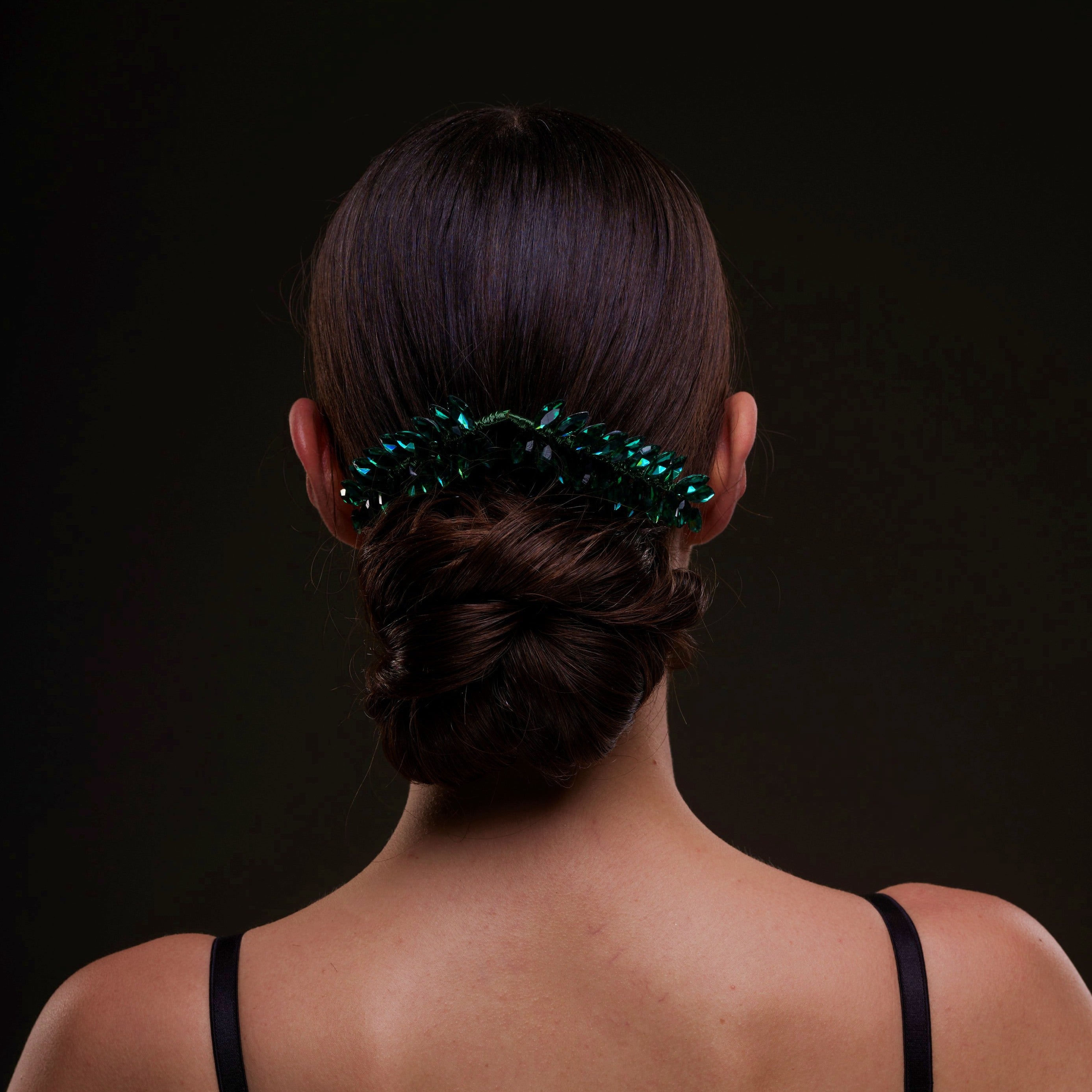 Emerald Green Crystal Leaf Hair Comb Set