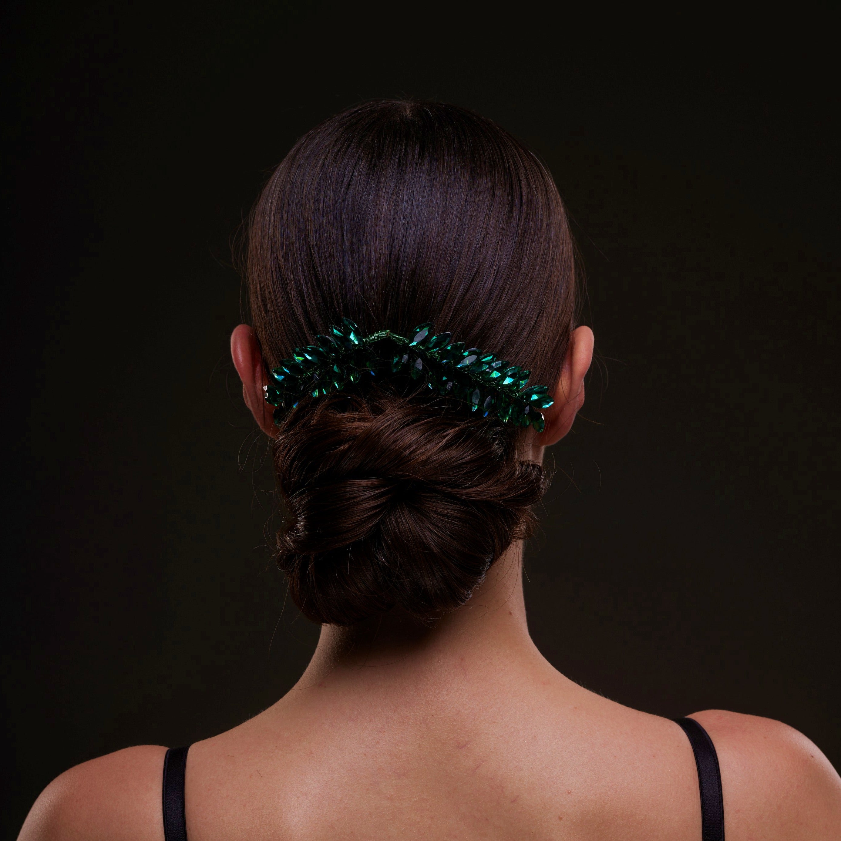 Emerald Green Crystal Leaf Hair Comb Set